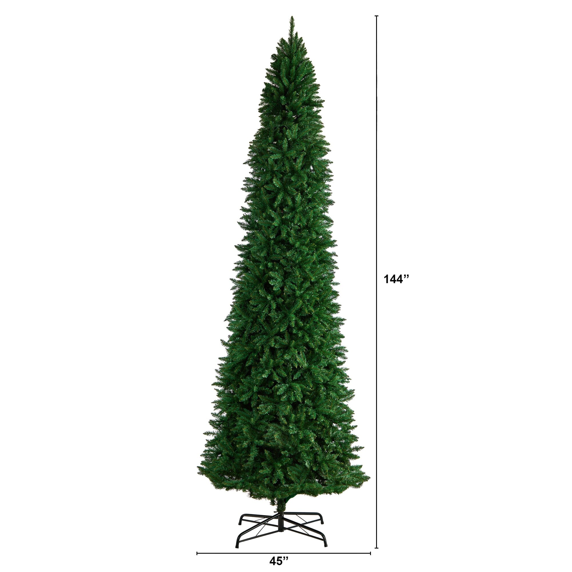 12’ Slim Green Mountain Pine Artificial Christmas Tree with 3235 Bendable Branches - Image 2