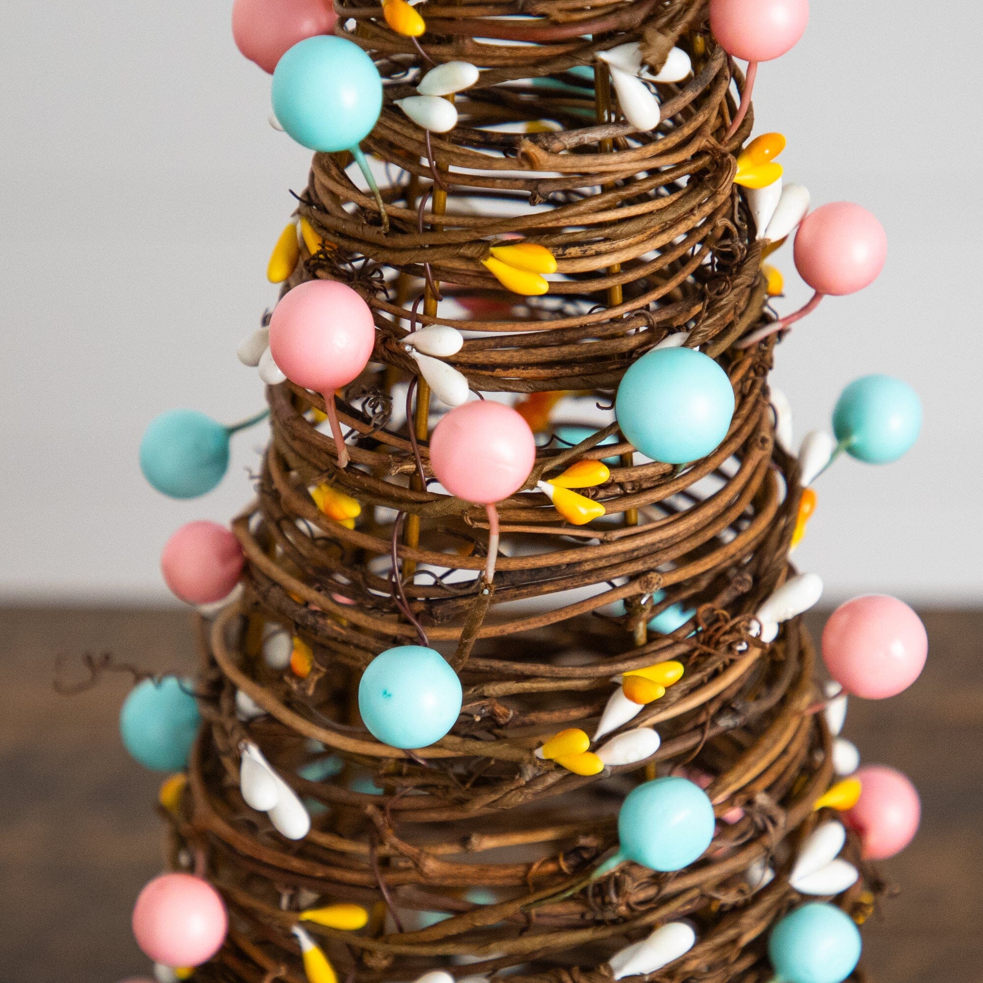12" and 16" Artificial Easter Rattan Cone Trees with Pastel Eggs - Set of 2 - Image 2