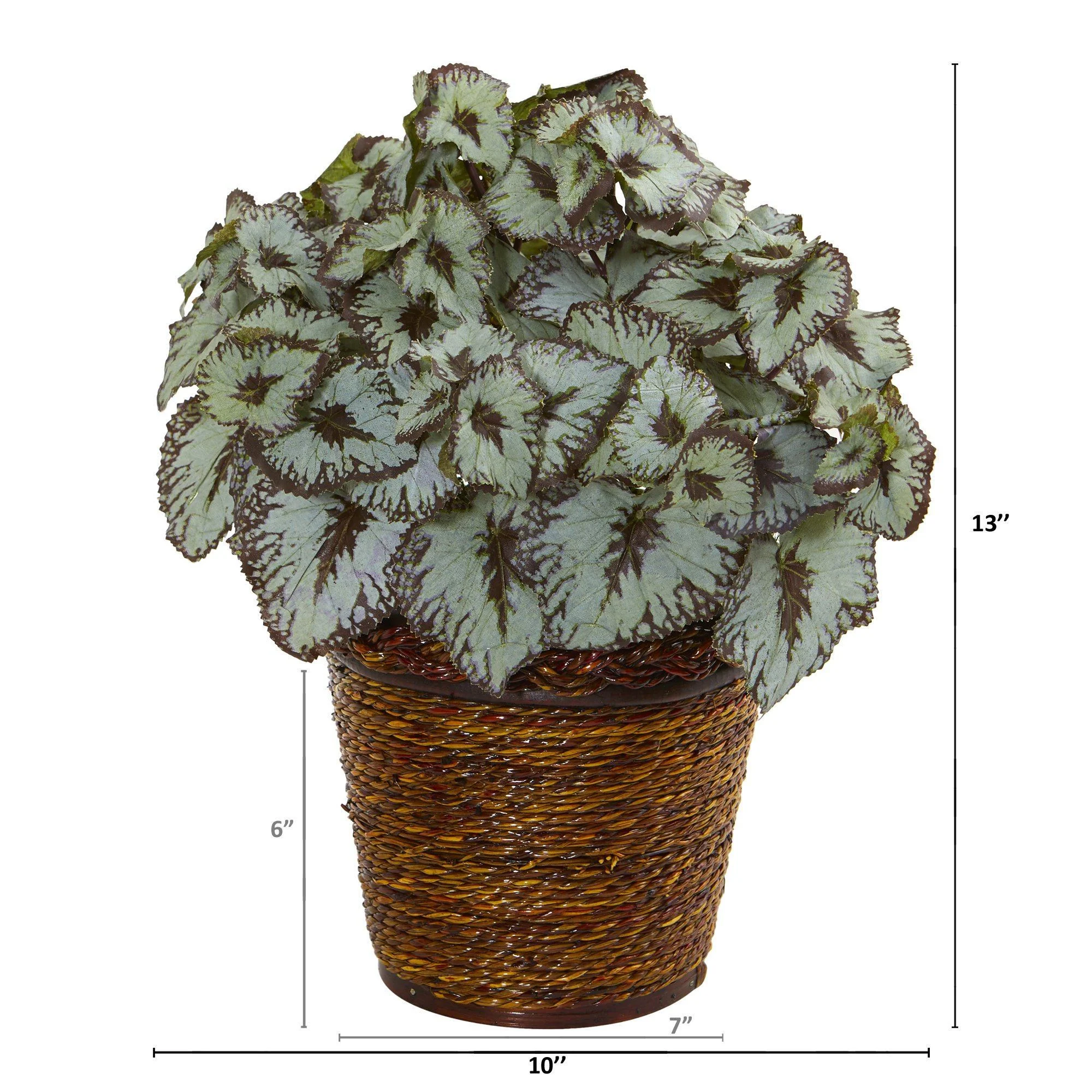 13” Begonia Artificial Plant in Basket - Image 2