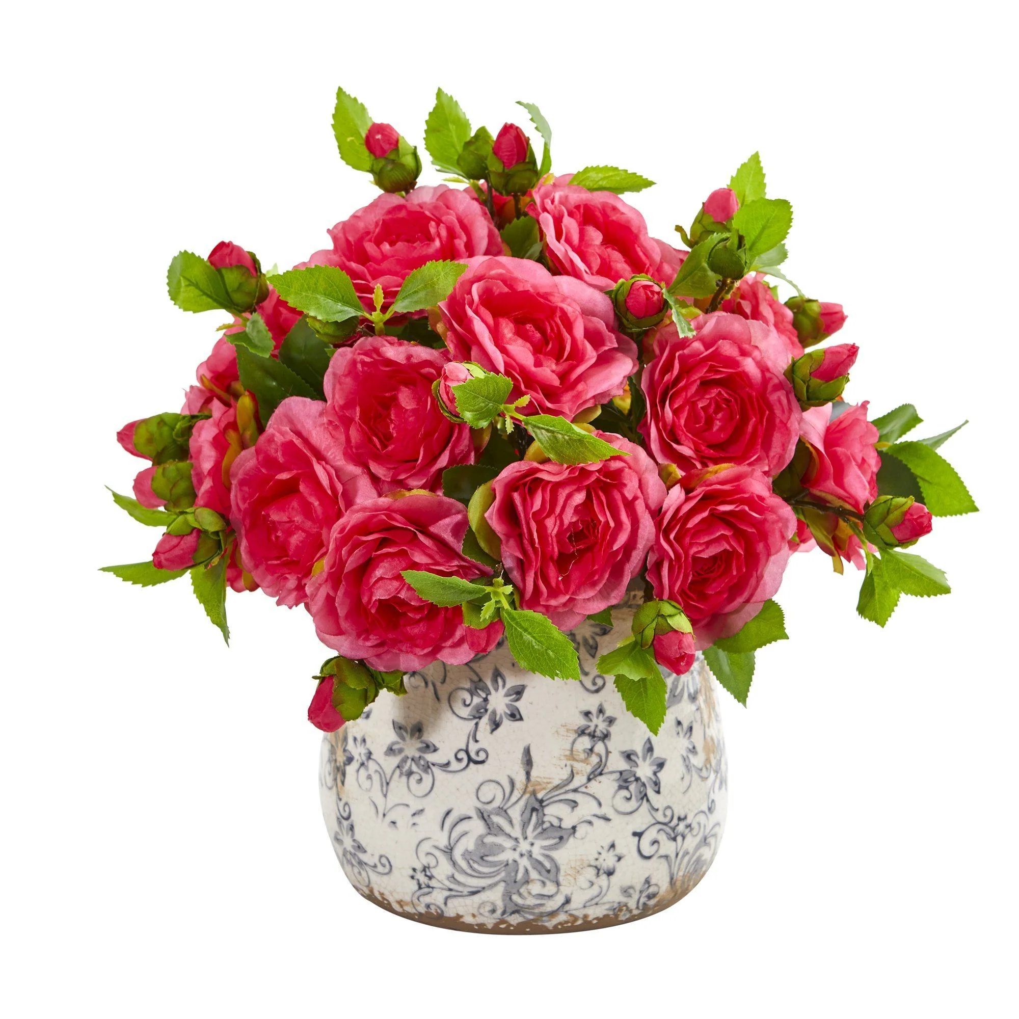 Camellia Artificial Arrangement in Decorative Vase - Image 2