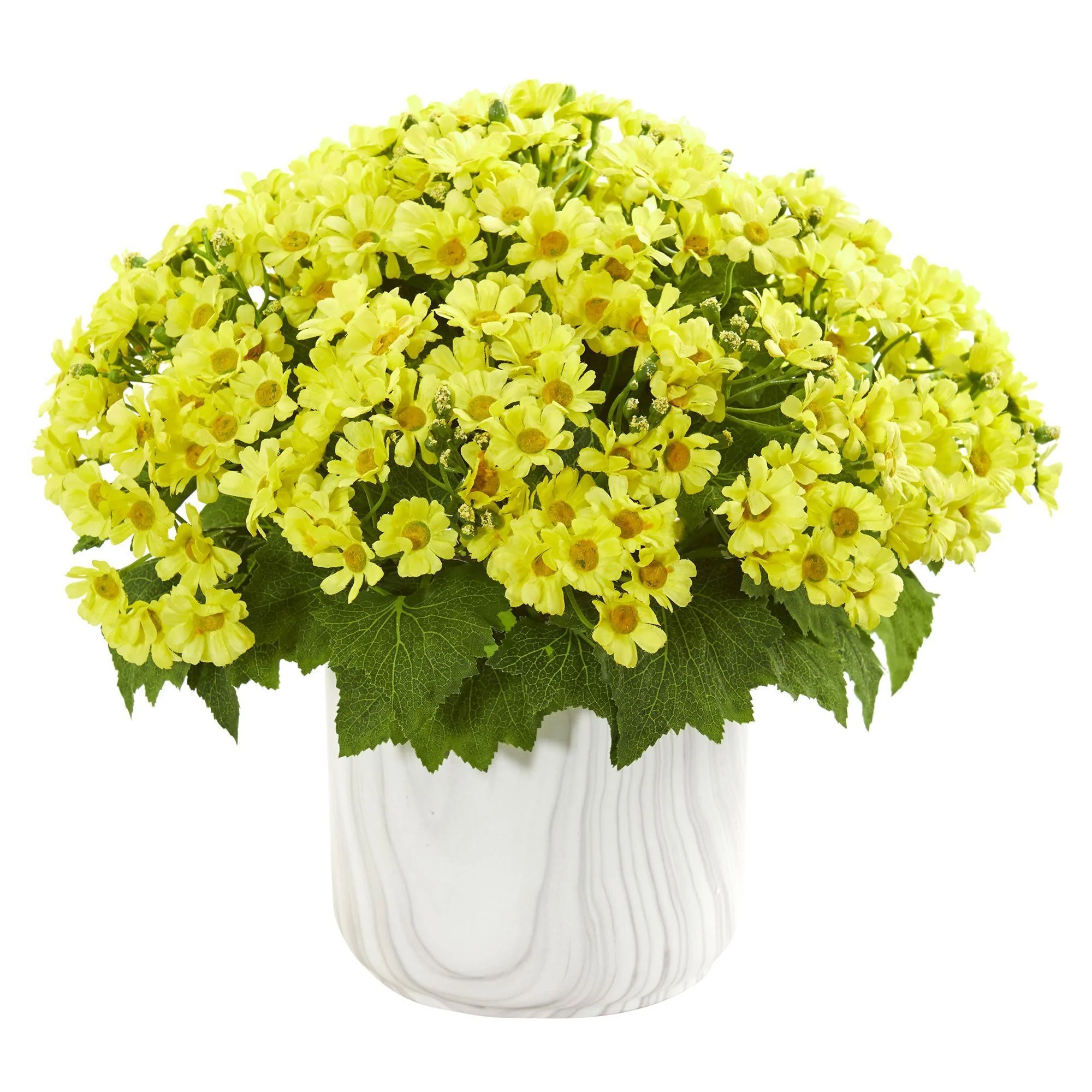 Daisy Artificial Arrangement in Marble Finished Vase - Image 3