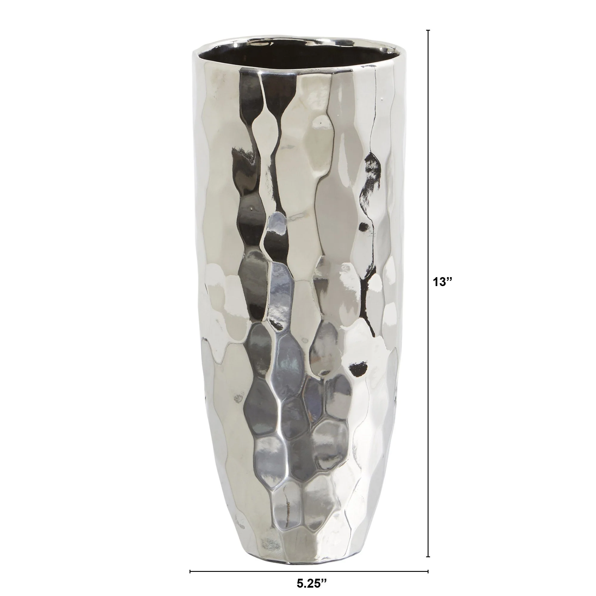 13” Designer Silver Cylinder Vase - Image 2