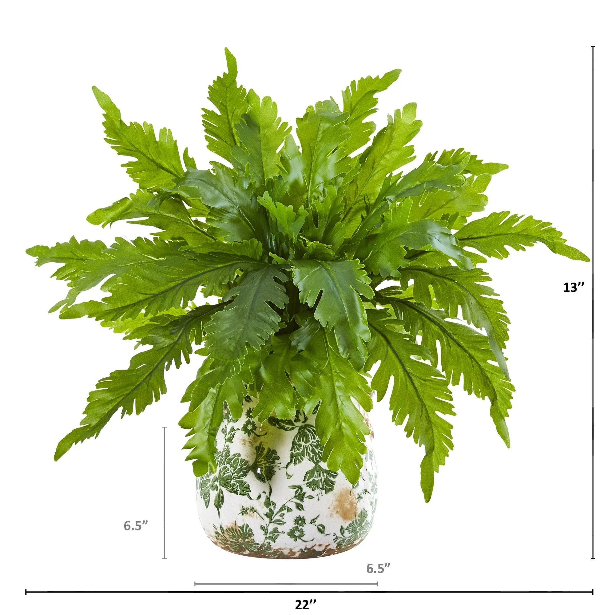 13” Fern Artificial Plant in Floral Vase - Image 2