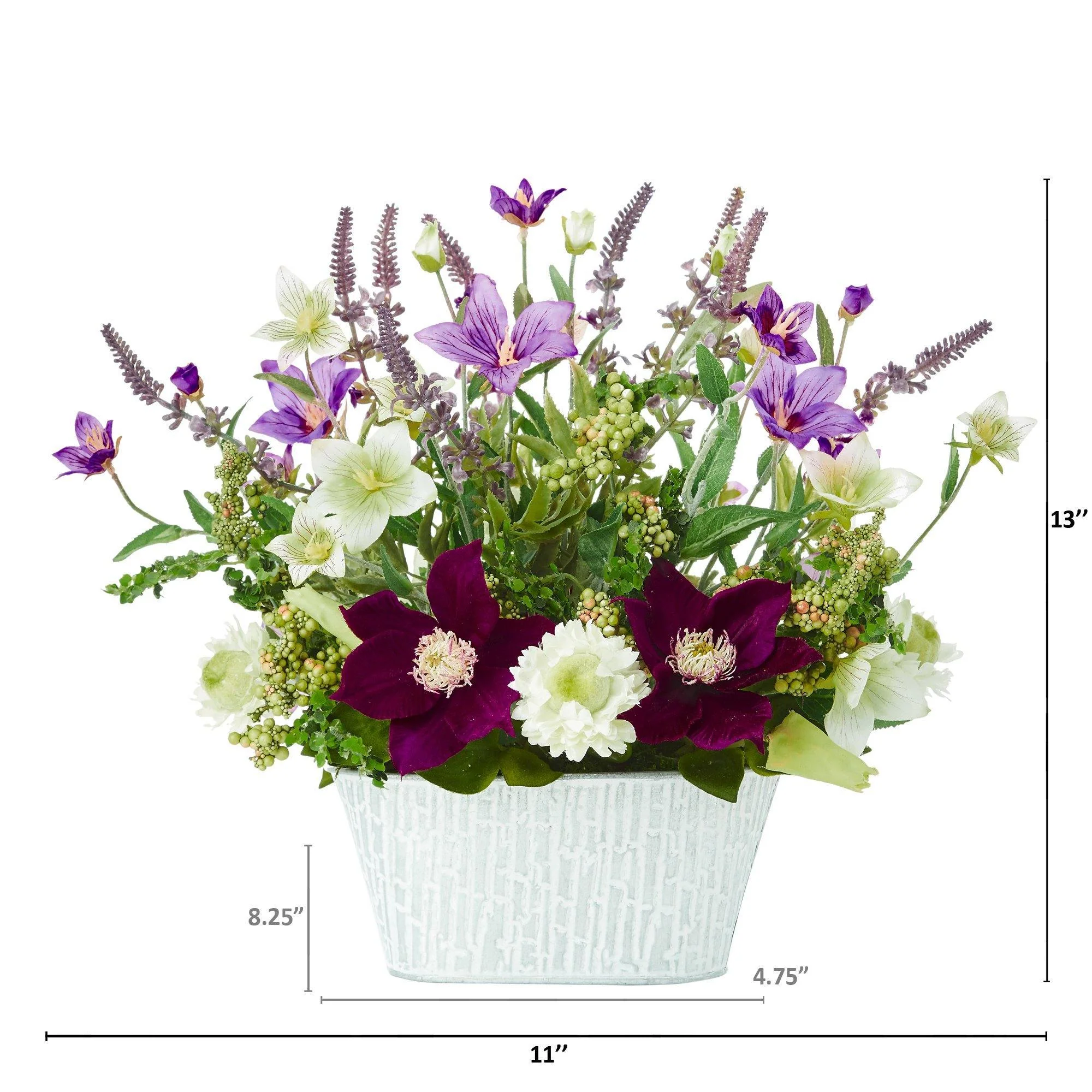 13” Mixed Flower Artificial Arrangement in Decorative Vase - Image 2