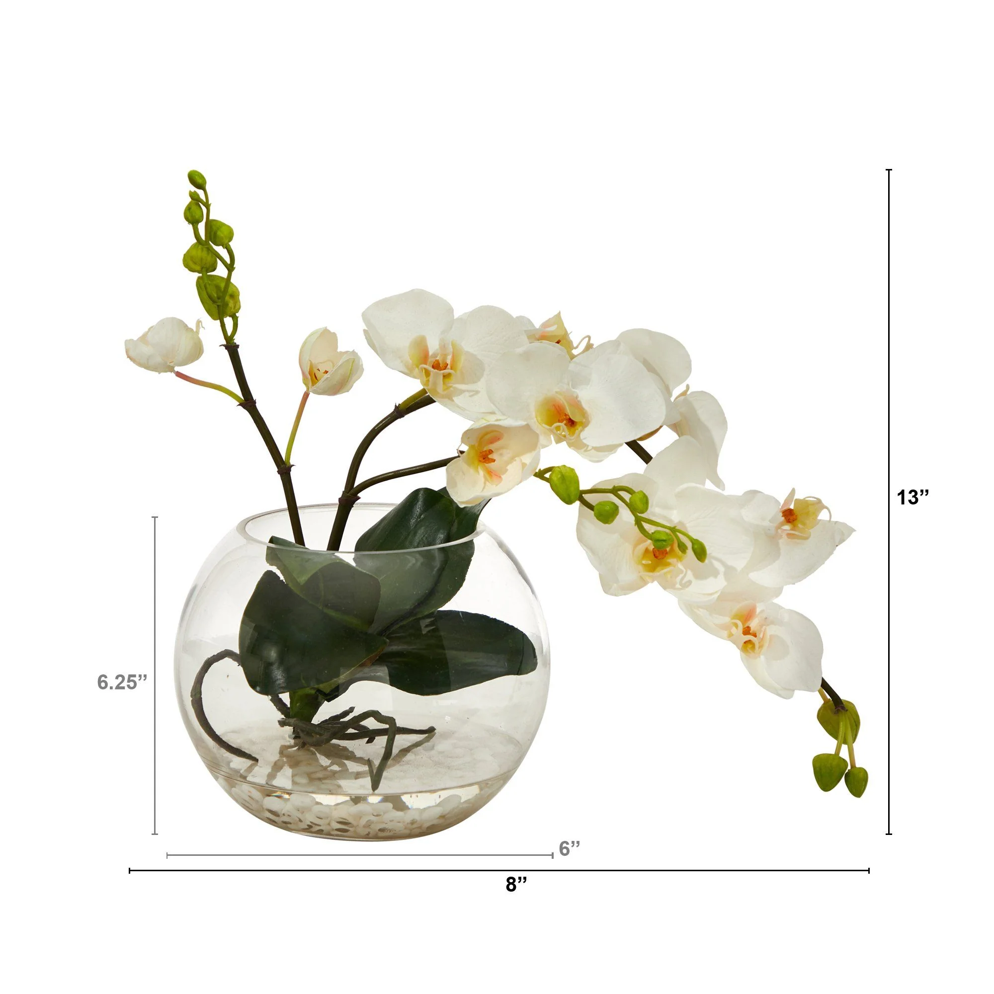 13” Phalaenopsis Orchid Artificial Arrangement in Glass Vase - Image 2