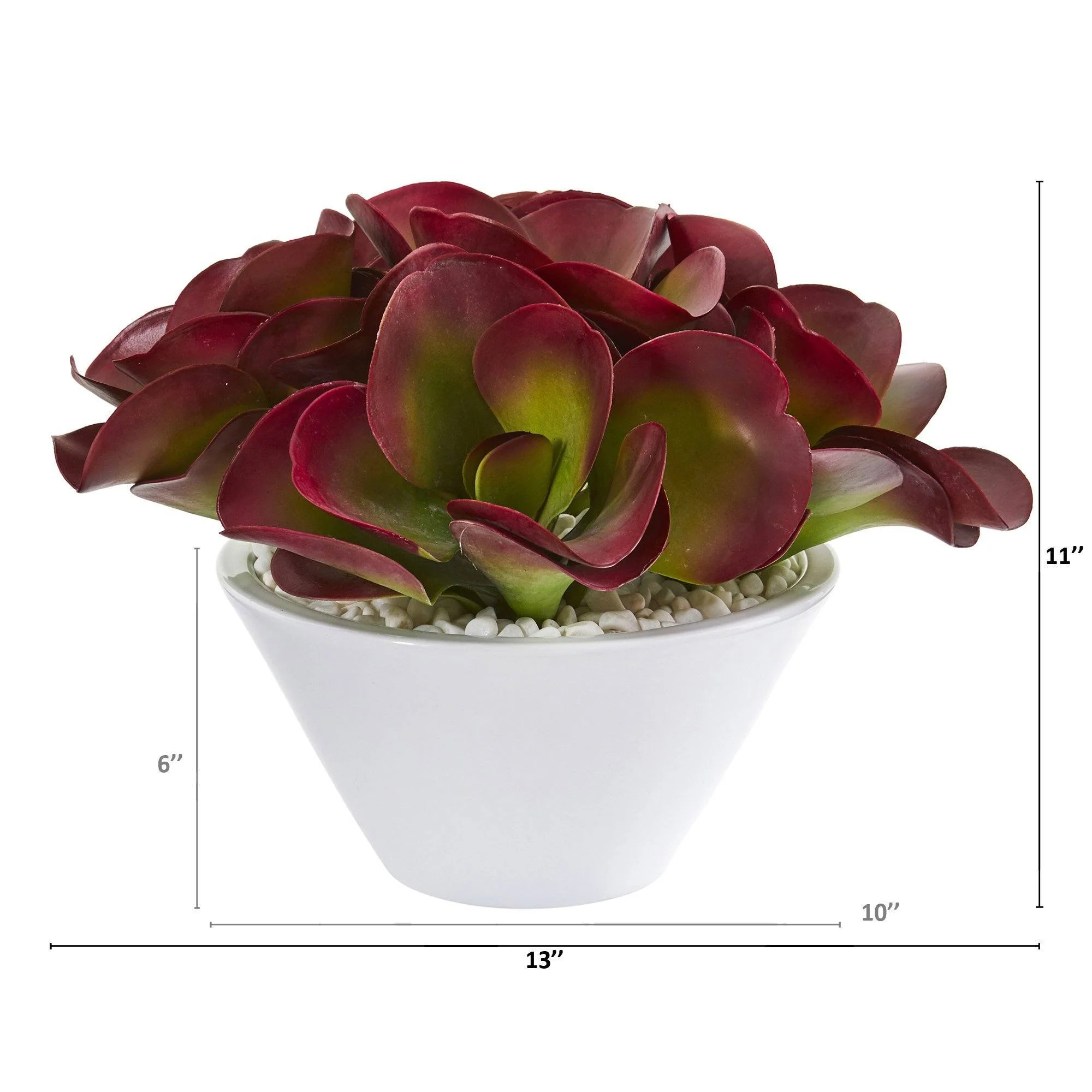 13” Succulent Artificial Plant in White Bowl - Image 2