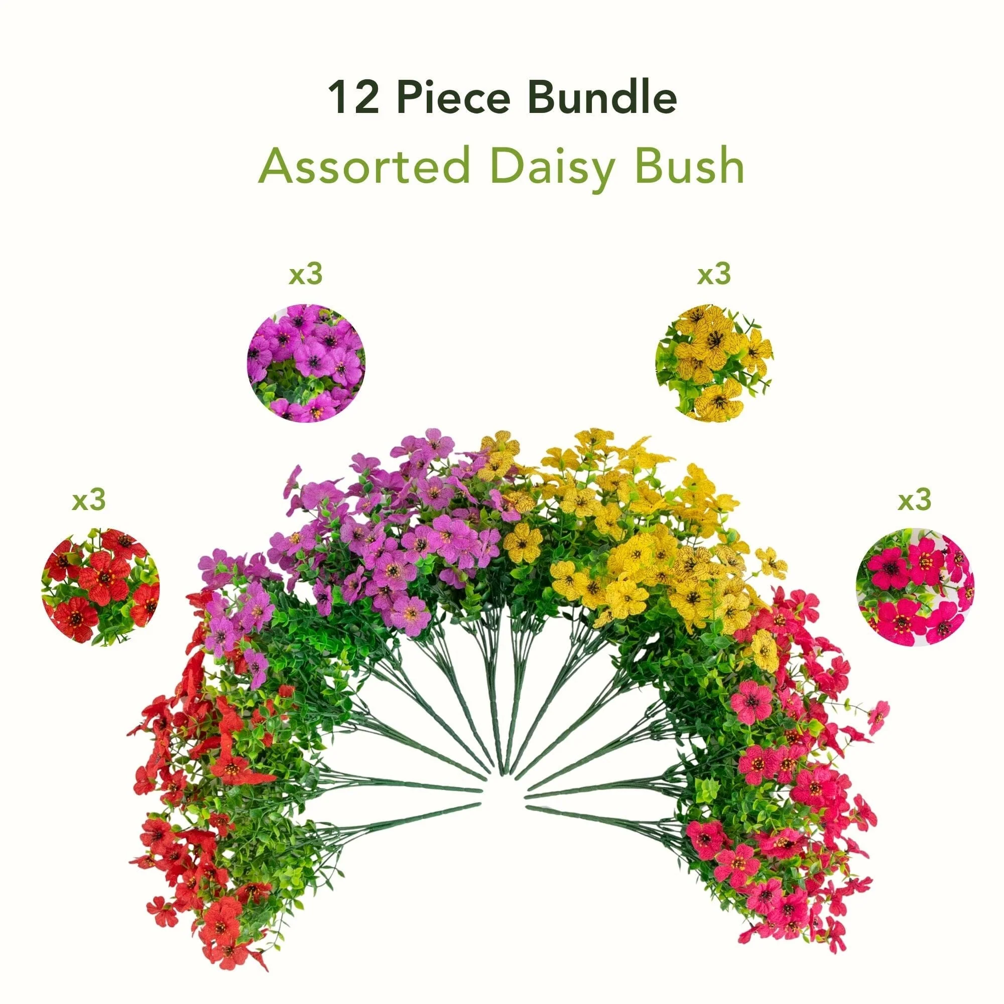 13” UV Resistant Artificial Daisy Bush (Indoor/Outdoor) - Set of 12 - Image 15