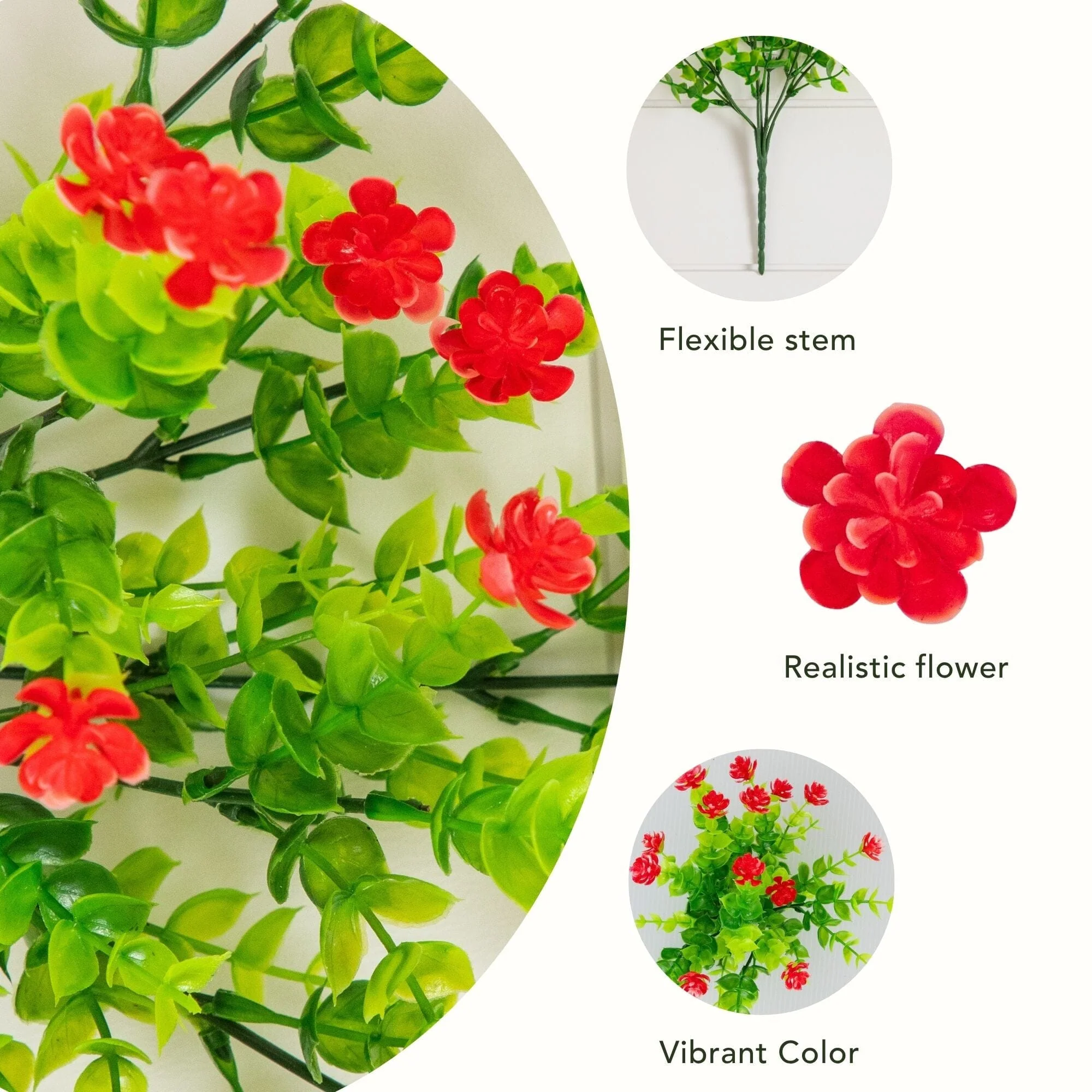 13" UV Resistant Artificial Flowering Mini Rose Bush (Indoor/Outdoor) - Set of 12 - Image 26