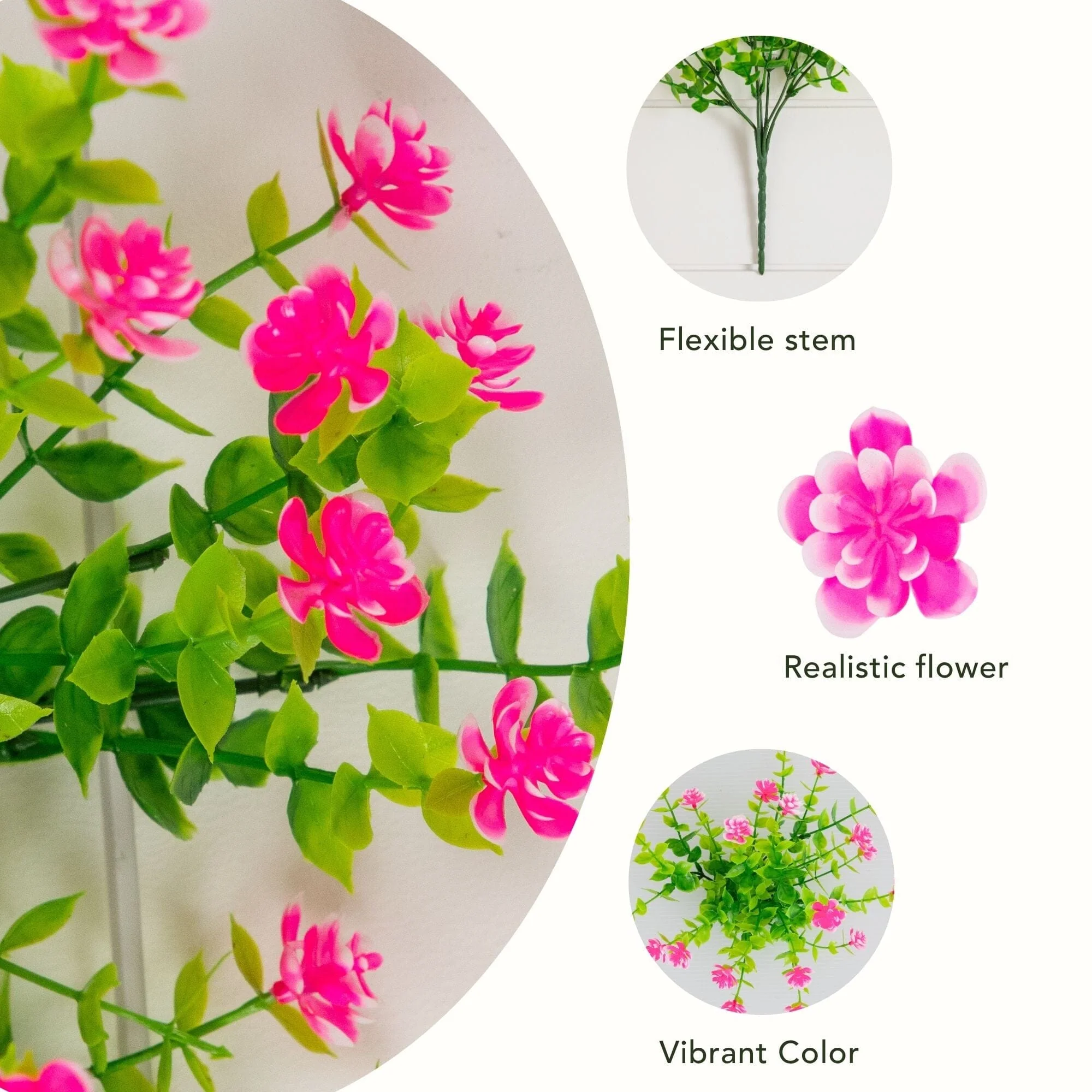 13" UV Resistant Artificial Flowering Mini Rose Bush (Indoor/Outdoor) - Set of 12 - Image 9