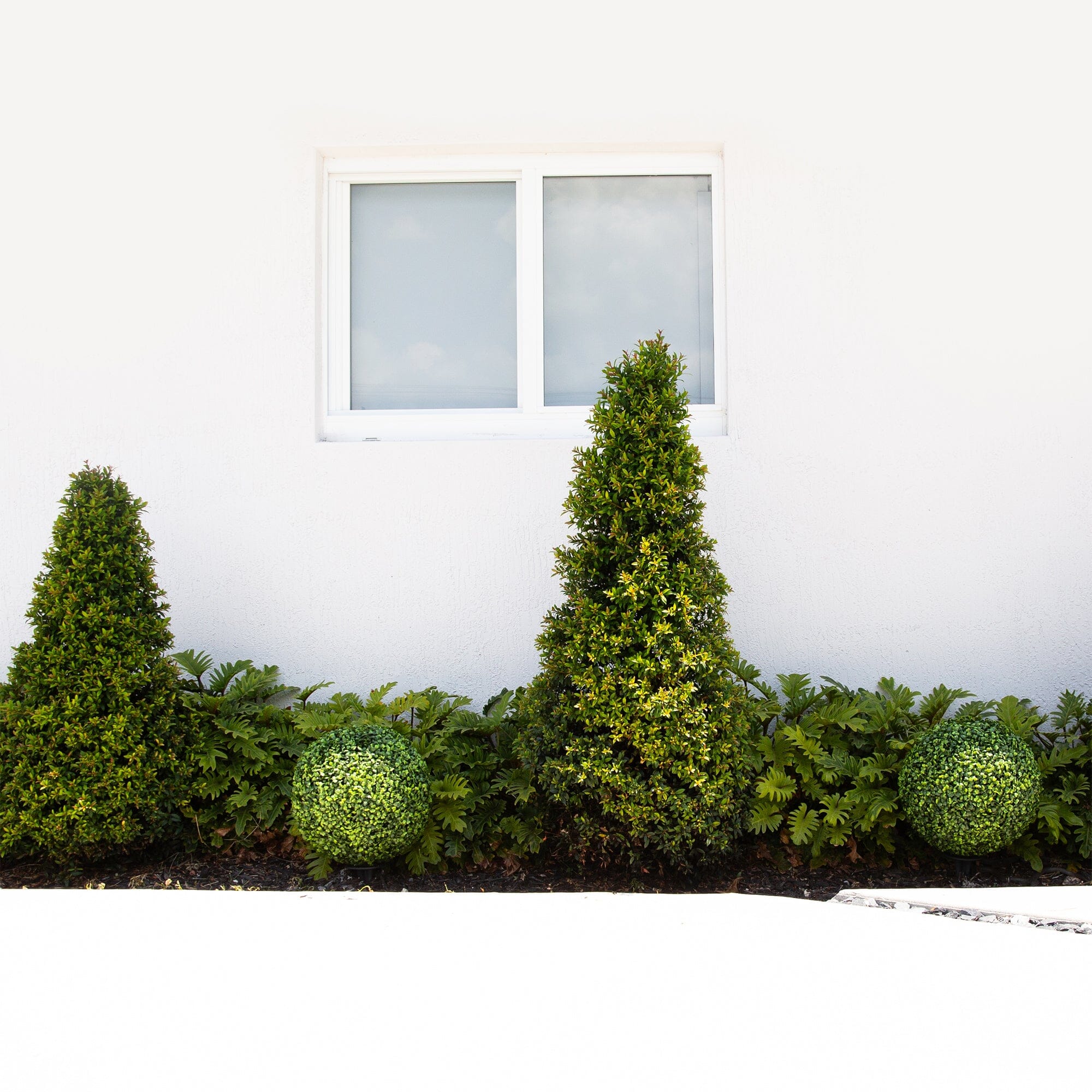 14” Artificial Boxwood Ball Topiary with Integrated Ground Stake UV Resistant - Set of 2 - Image 4