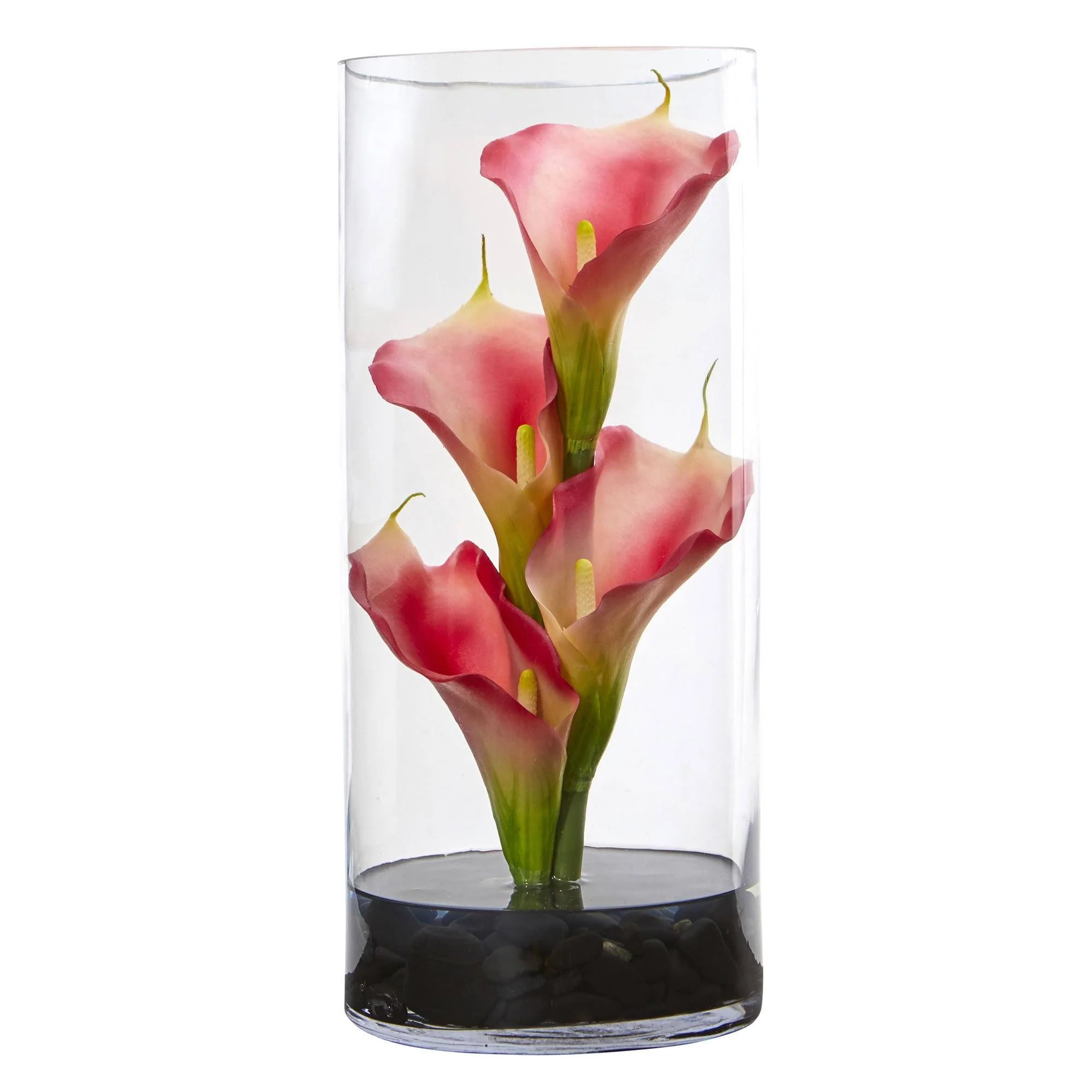 14” Calla Lily Artificial Arrangement in Cylinder Glass - Image 2