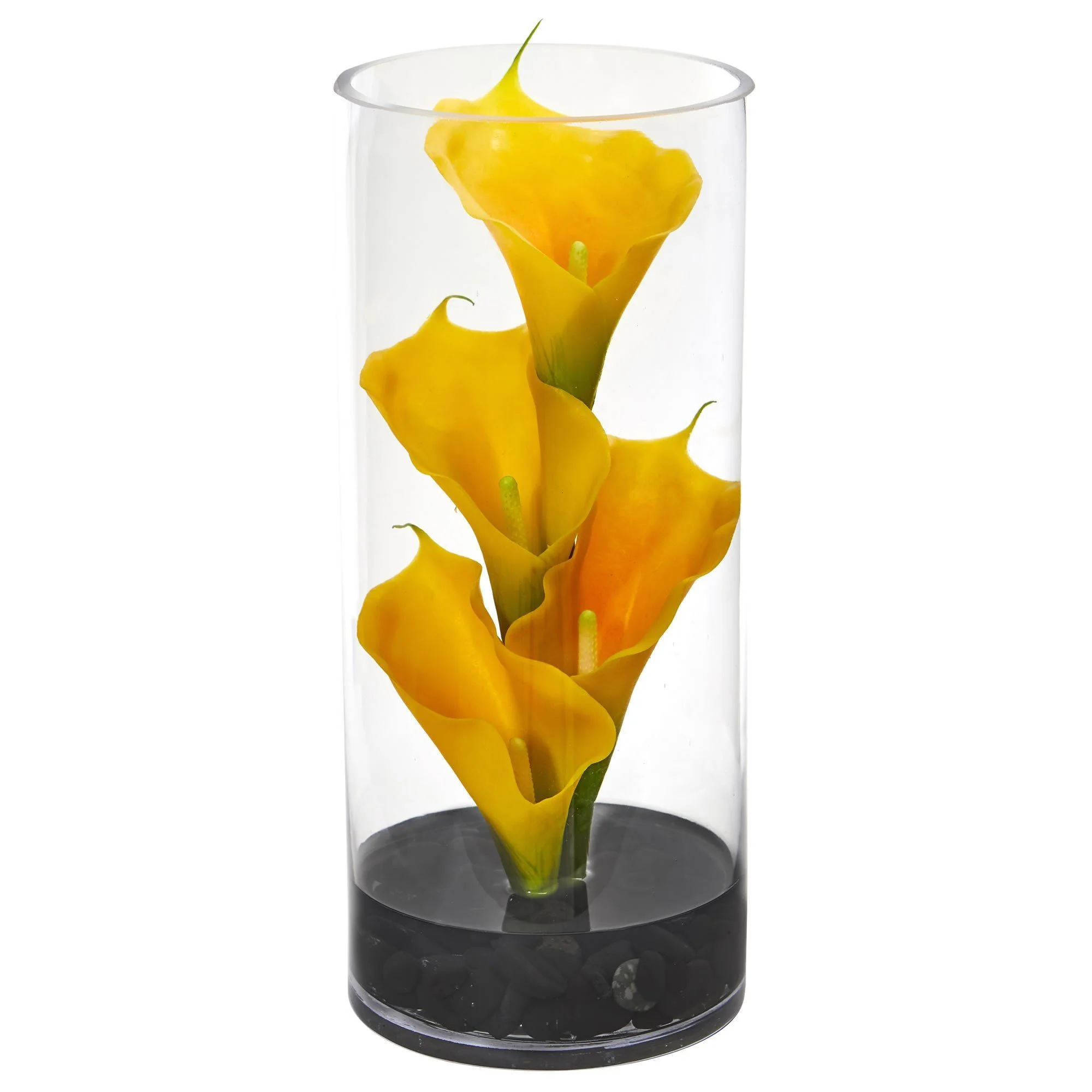 14” Calla Lily Artificial Arrangement in Cylinder Glass - Image 4