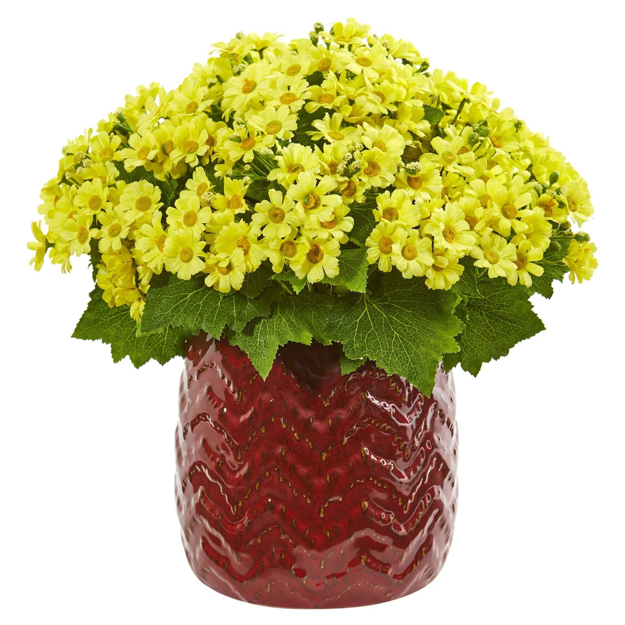 Daisy Artificial Arrangement in Red Planter - Image 2