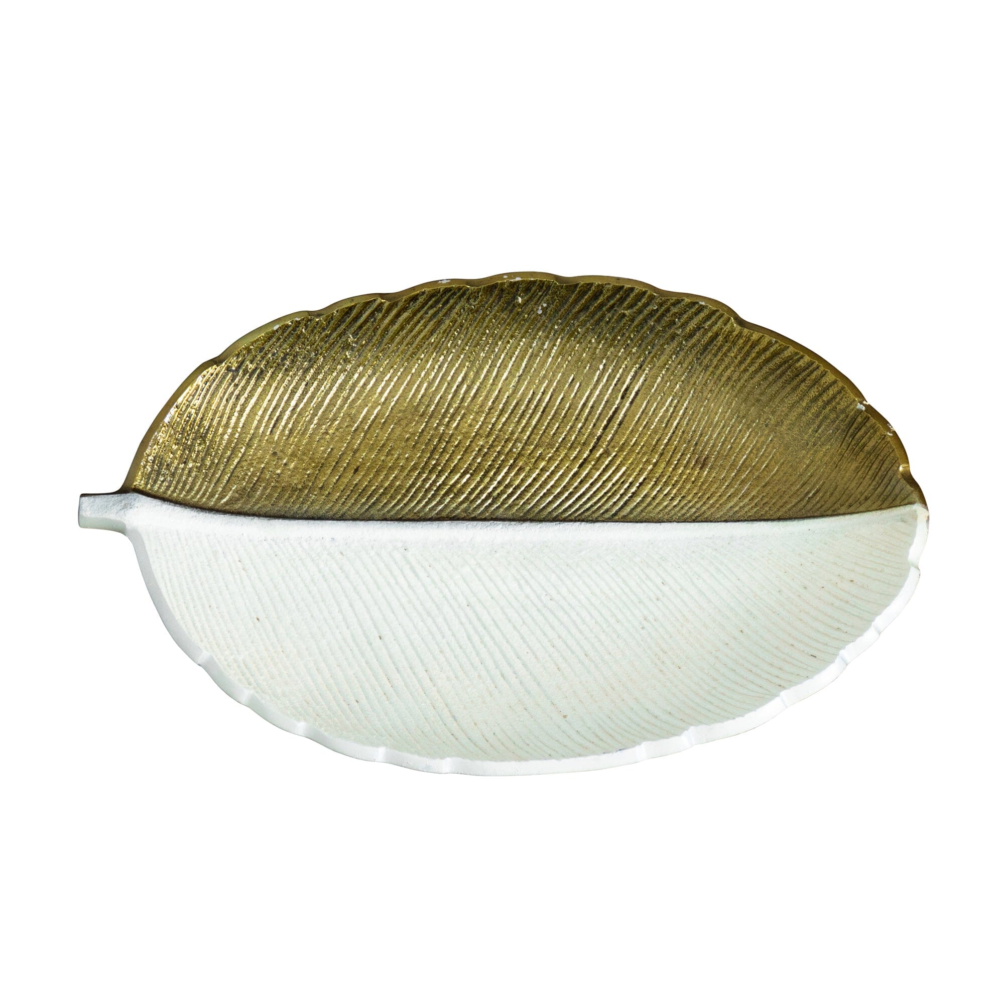 14" Gold and White Leaf Decorative Accent - Image 7
