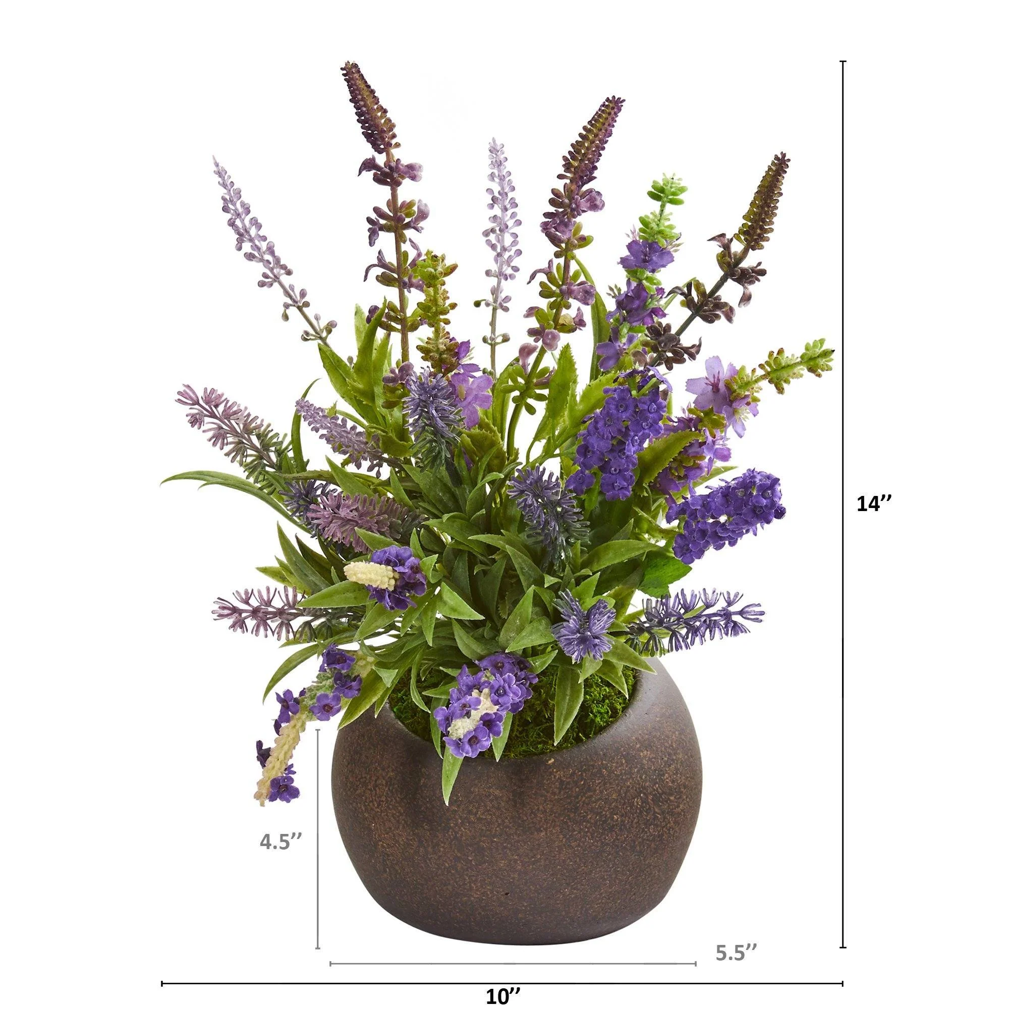 14” Lavender Artificial Arrangement in Stone Vase - Image 2