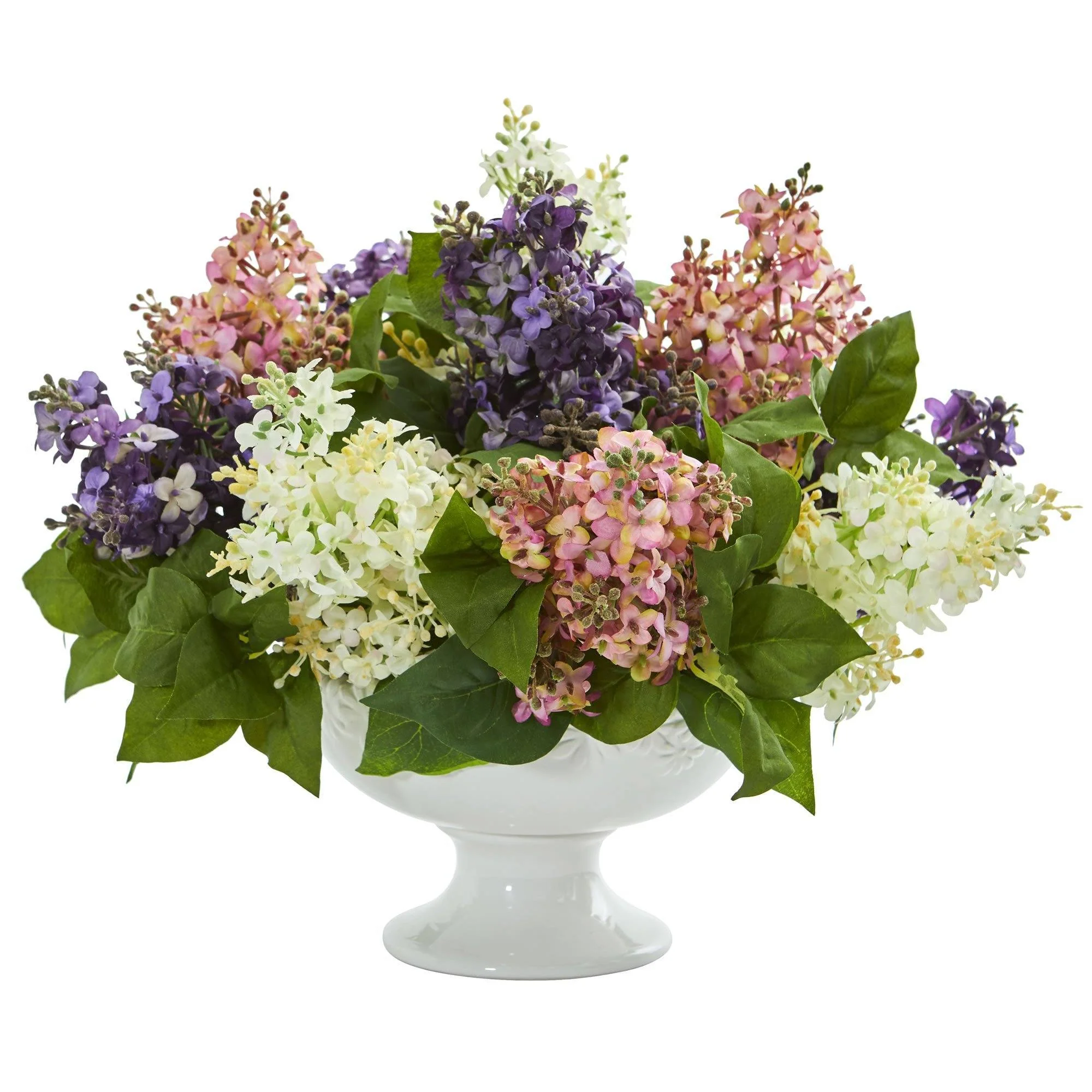 Lilac Artificial Arrangement in White Vase - Image 6