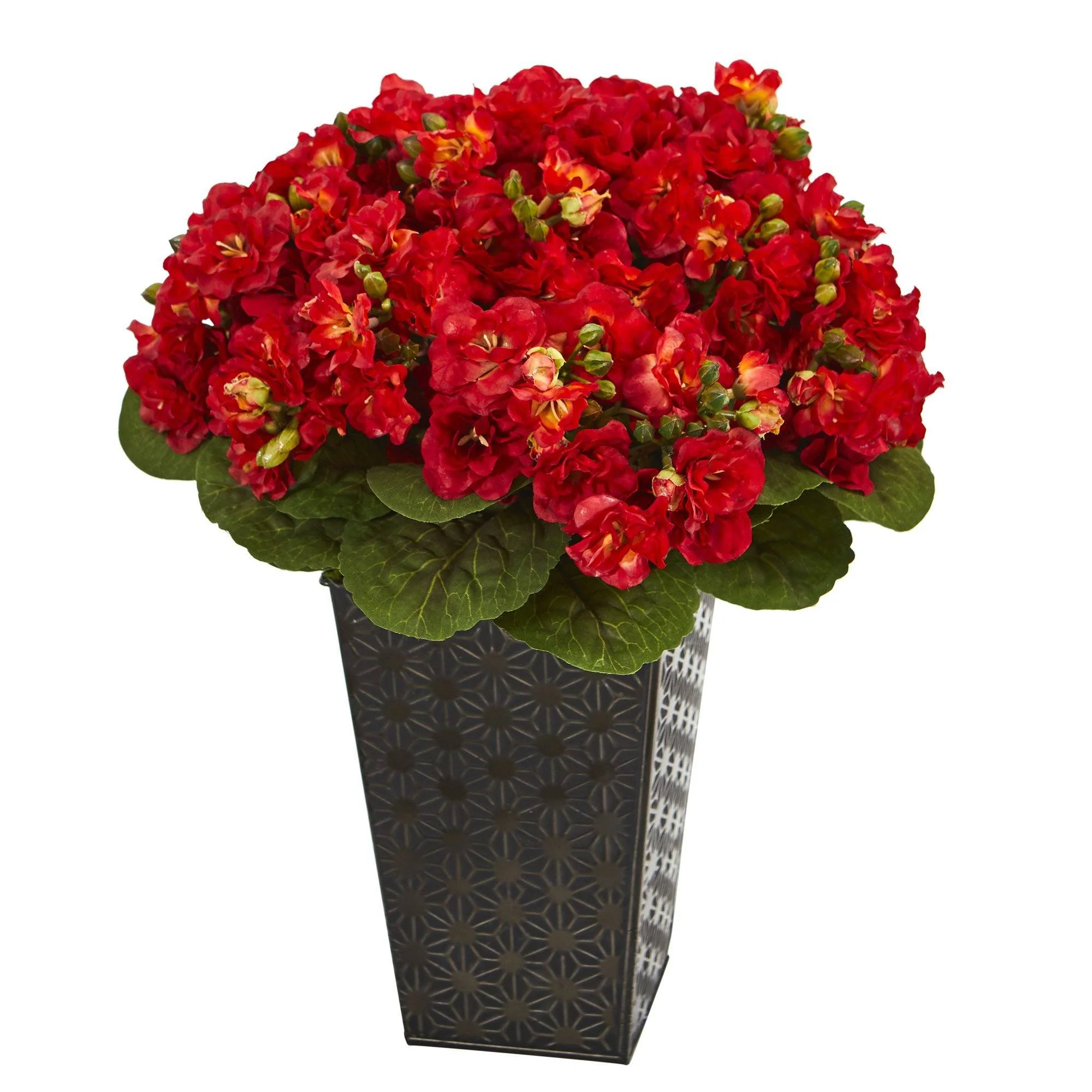 14” Violet Artificial Plant in Black Embossed Tin Planter - Image 2