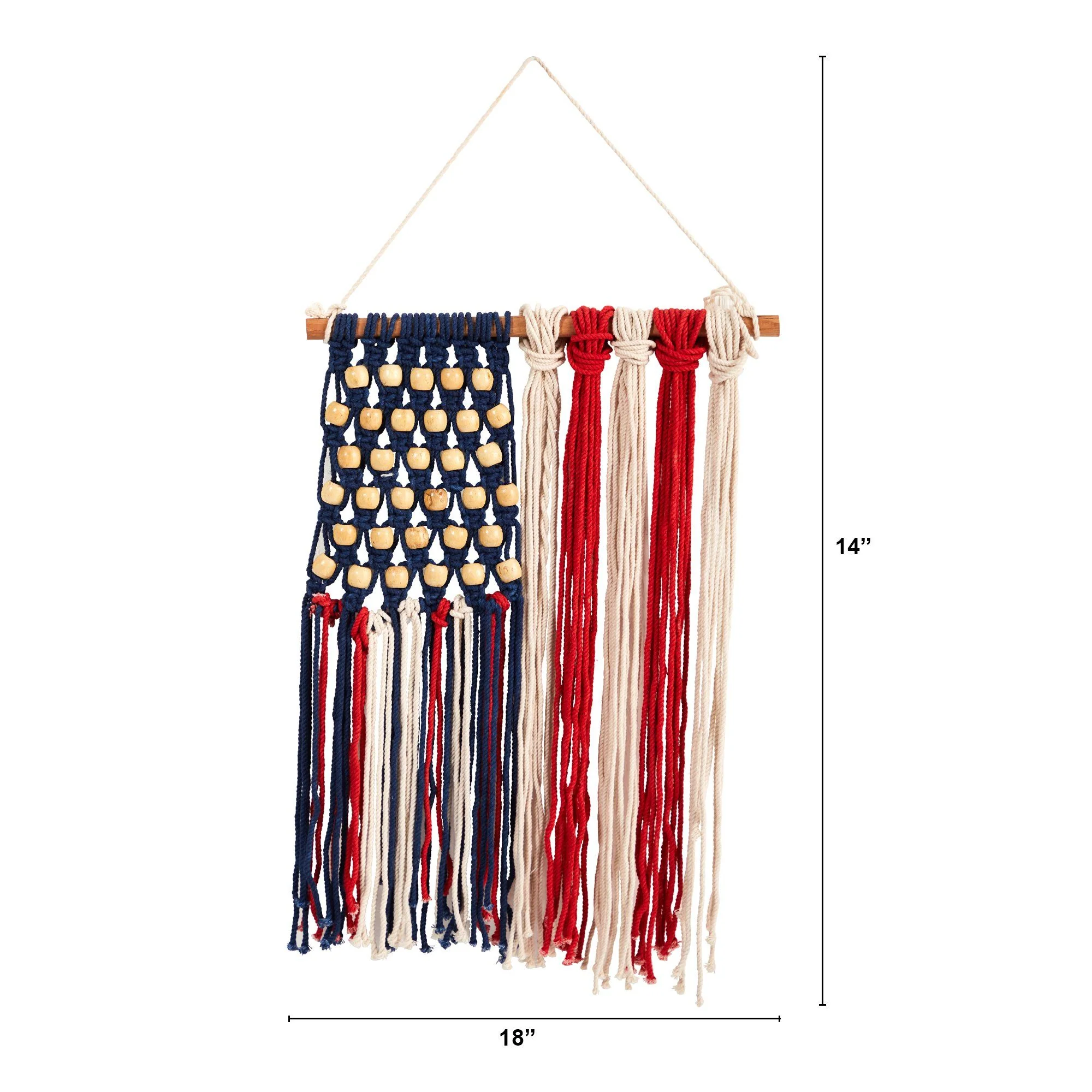 14” x 18” Handmade American Flag “Americana” Macrame Wall Hanging Art Decor - Image 2