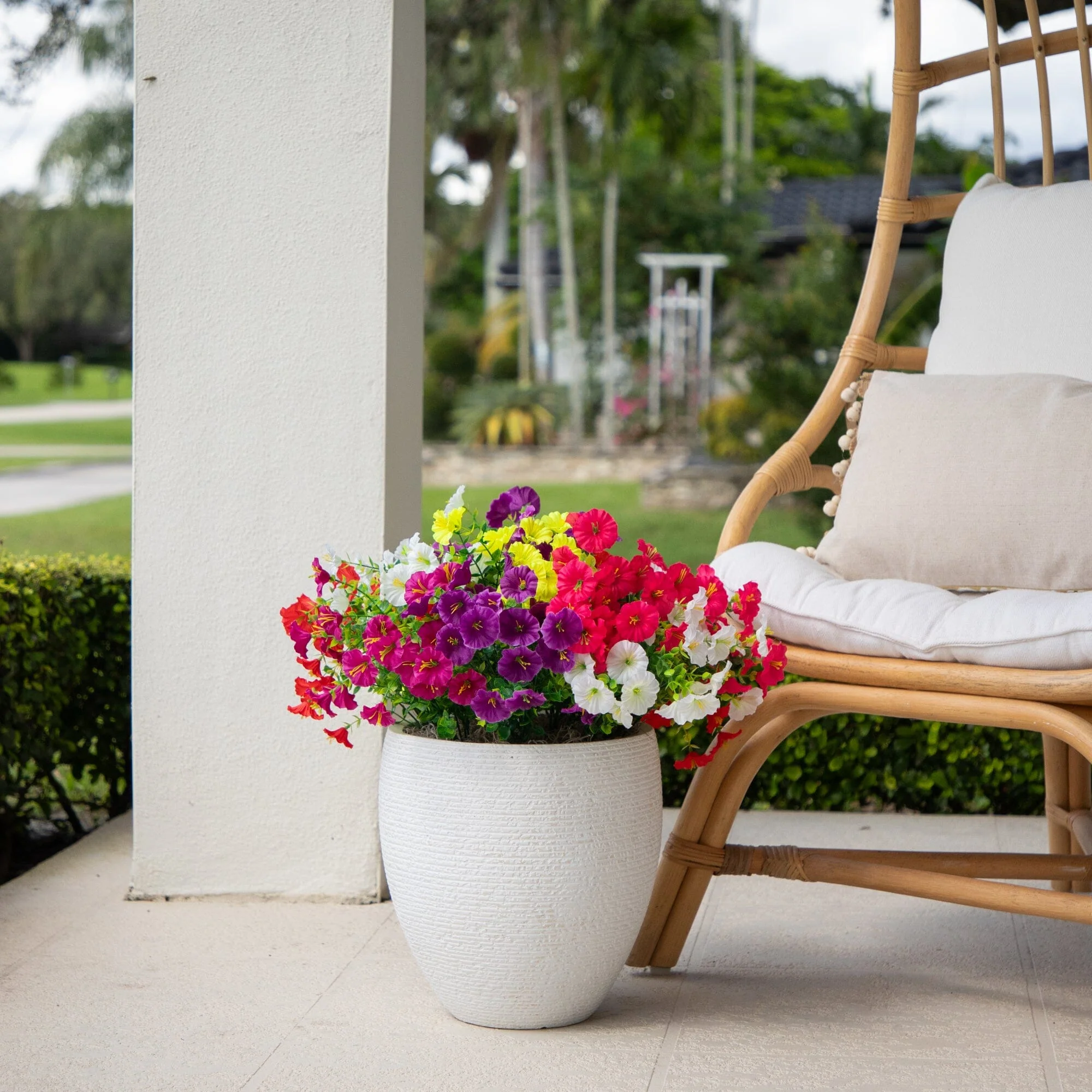 14" UV Resistant Artificial Morning Glory Bush (Indoor/Outdoor) - Set of 12 - Image 12