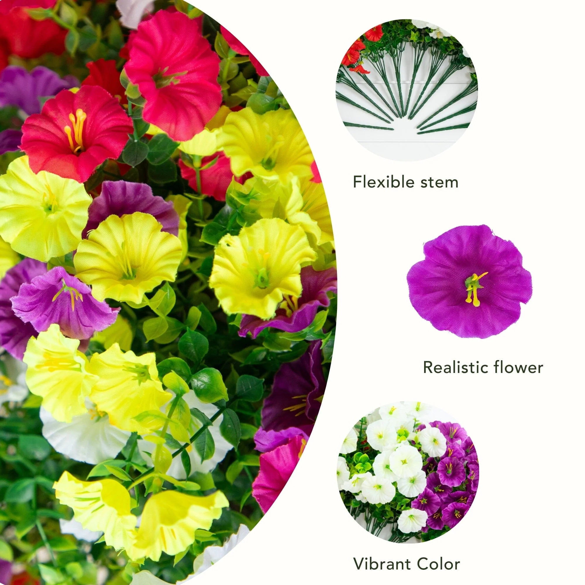 14" UV Resistant Artificial Morning Glory Bush (Indoor/Outdoor) - Set of 12 - Image 18