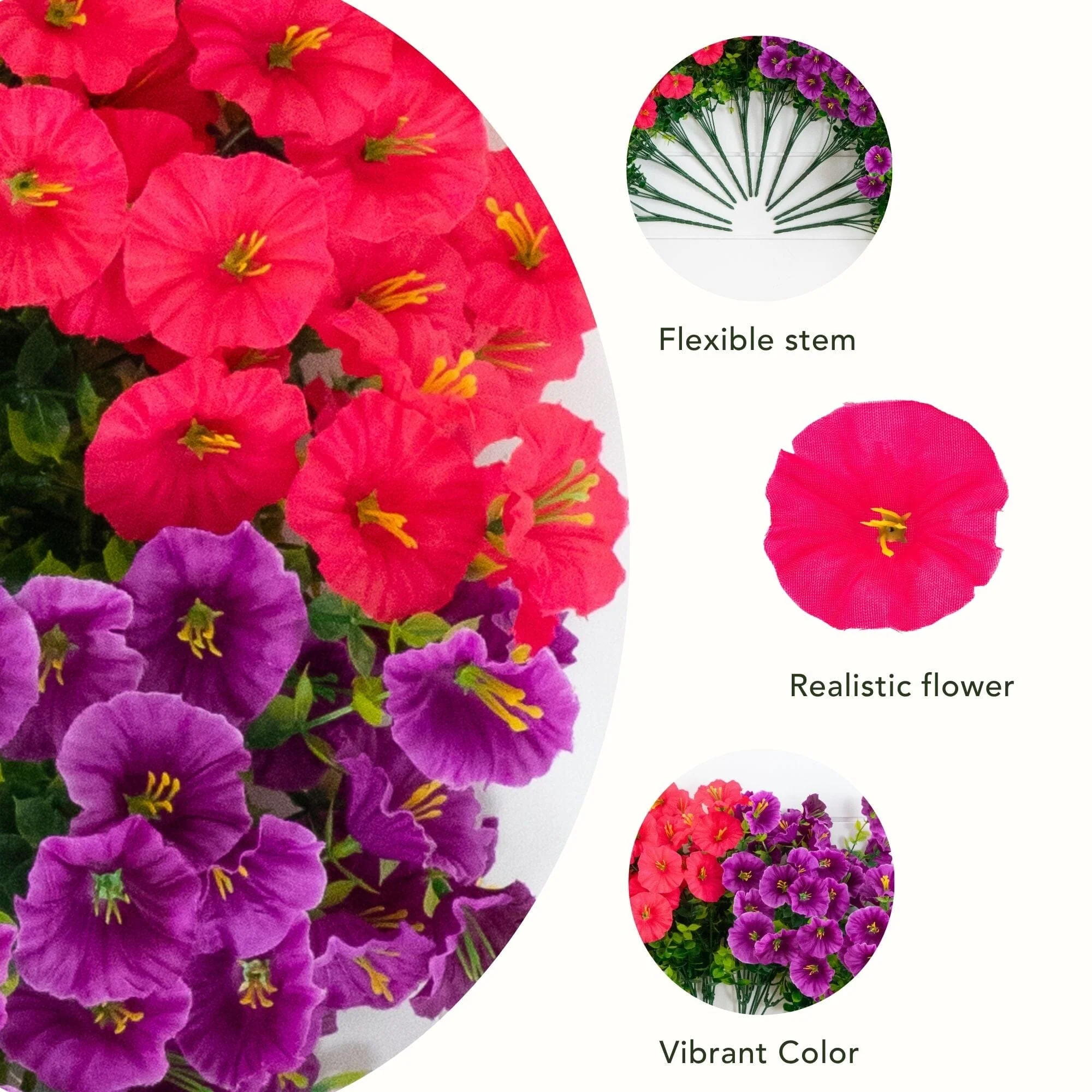 14" UV Resistant Artificial Morning Glory Bush (Indoor/Outdoor) - Set of 12 - Image 24