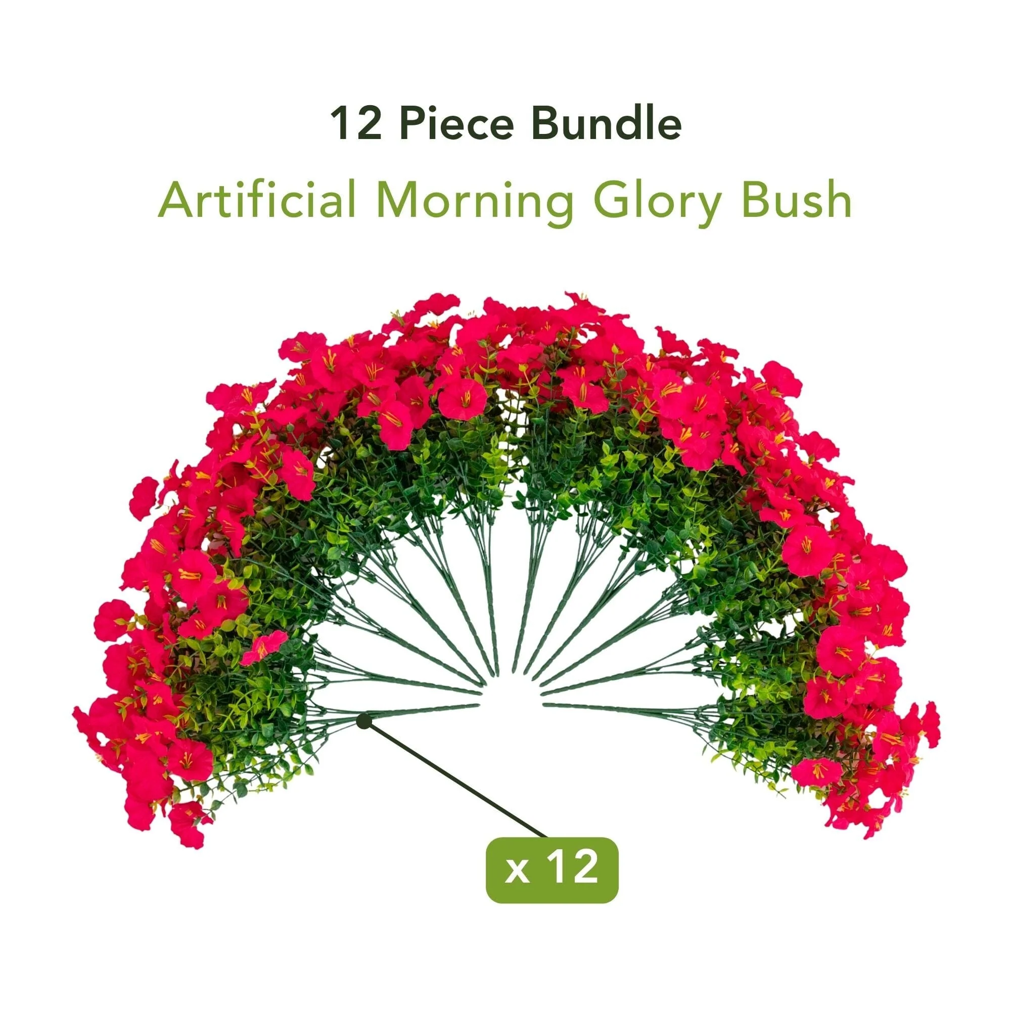 14" UV Resistant Artificial Morning Glory Bush (Indoor/Outdoor) - Set of 12 - Image 30