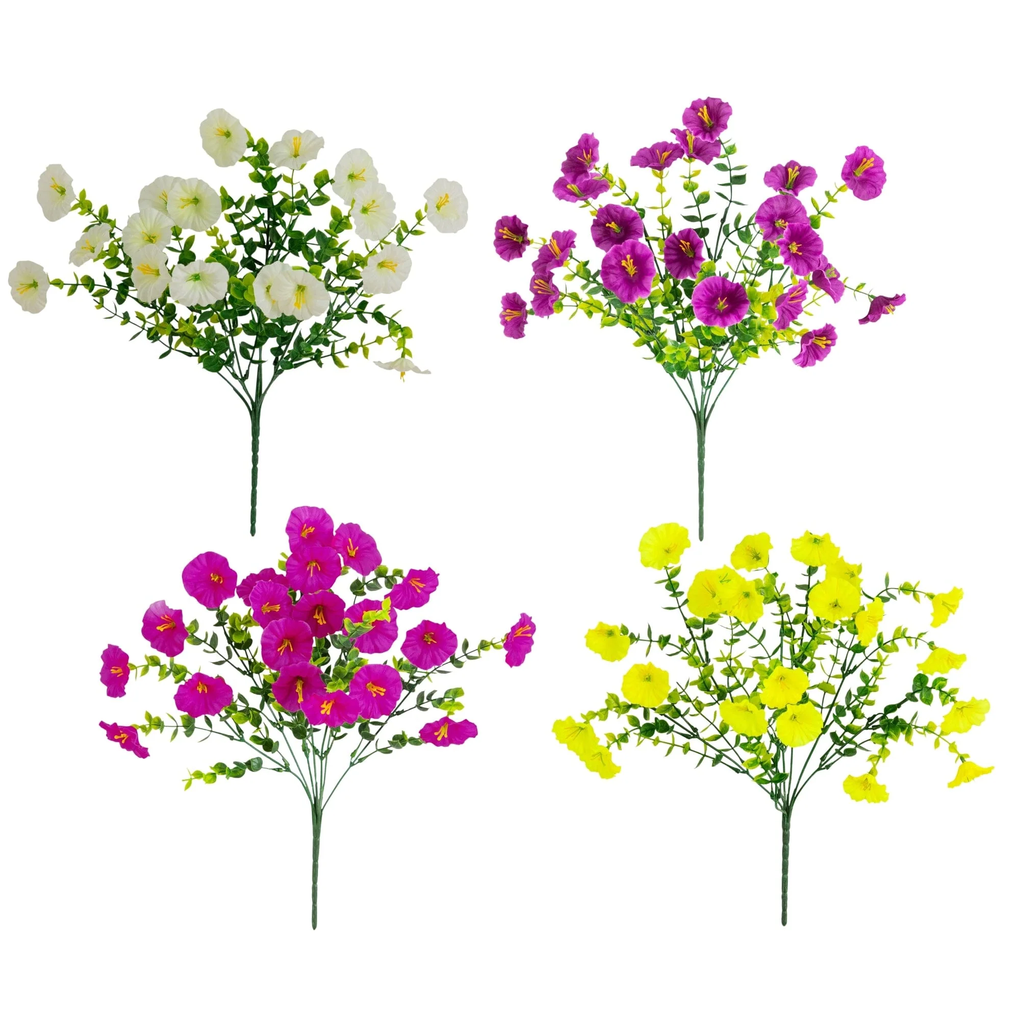 14" UV Resistant Artificial Morning Glory Bush (Indoor/Outdoor) - Set of 12 - Image 6