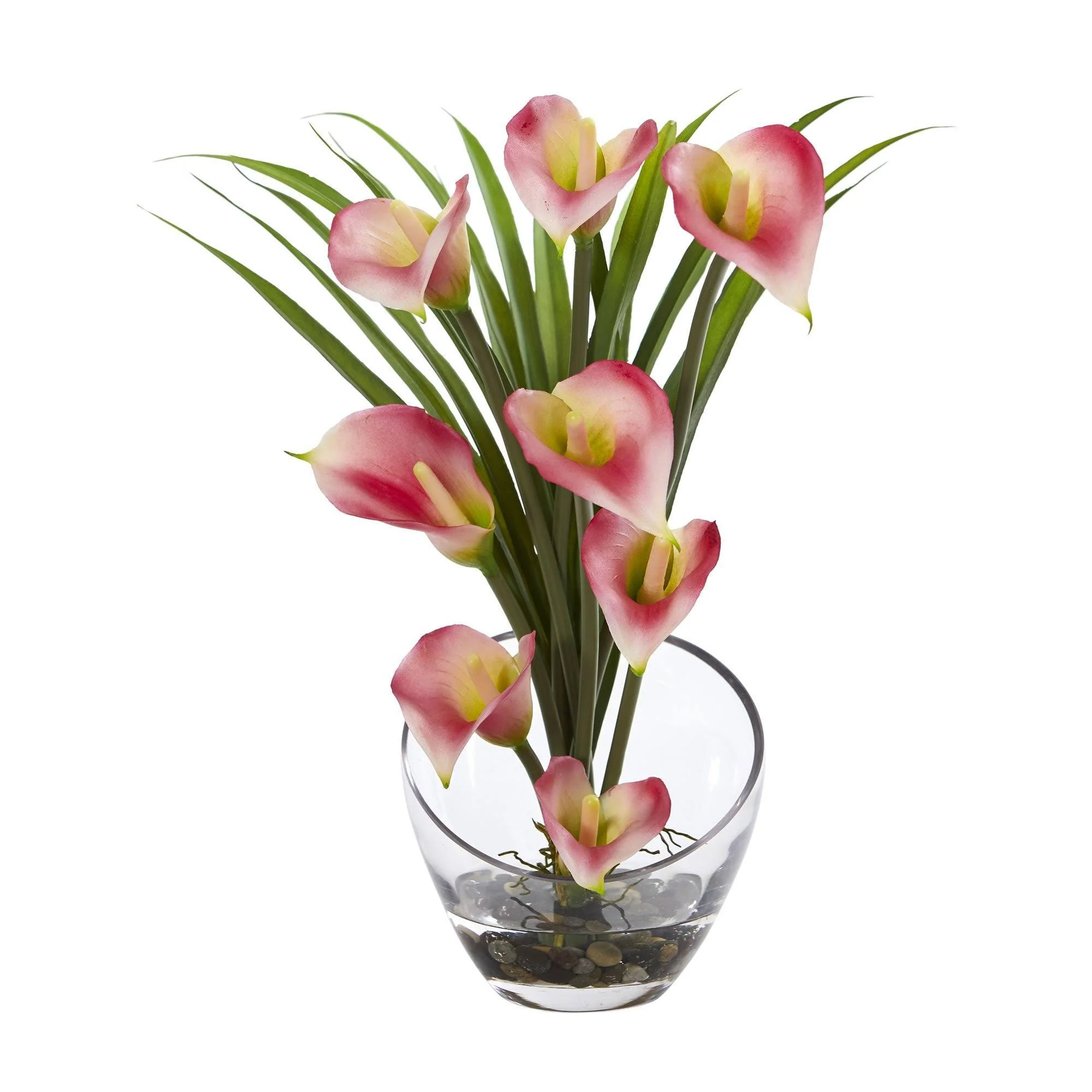 15.5” Calla Lily and Grass Artificial Arrangement in Vase - Image 2