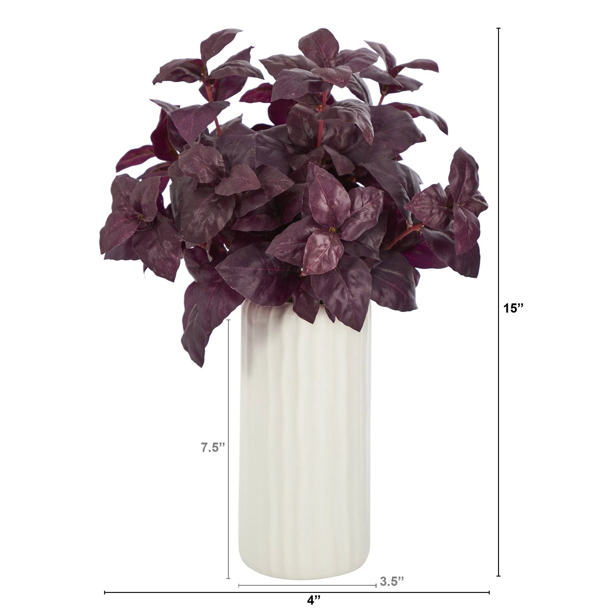 15” Basil Artificial Plant in White Planter - Image 2