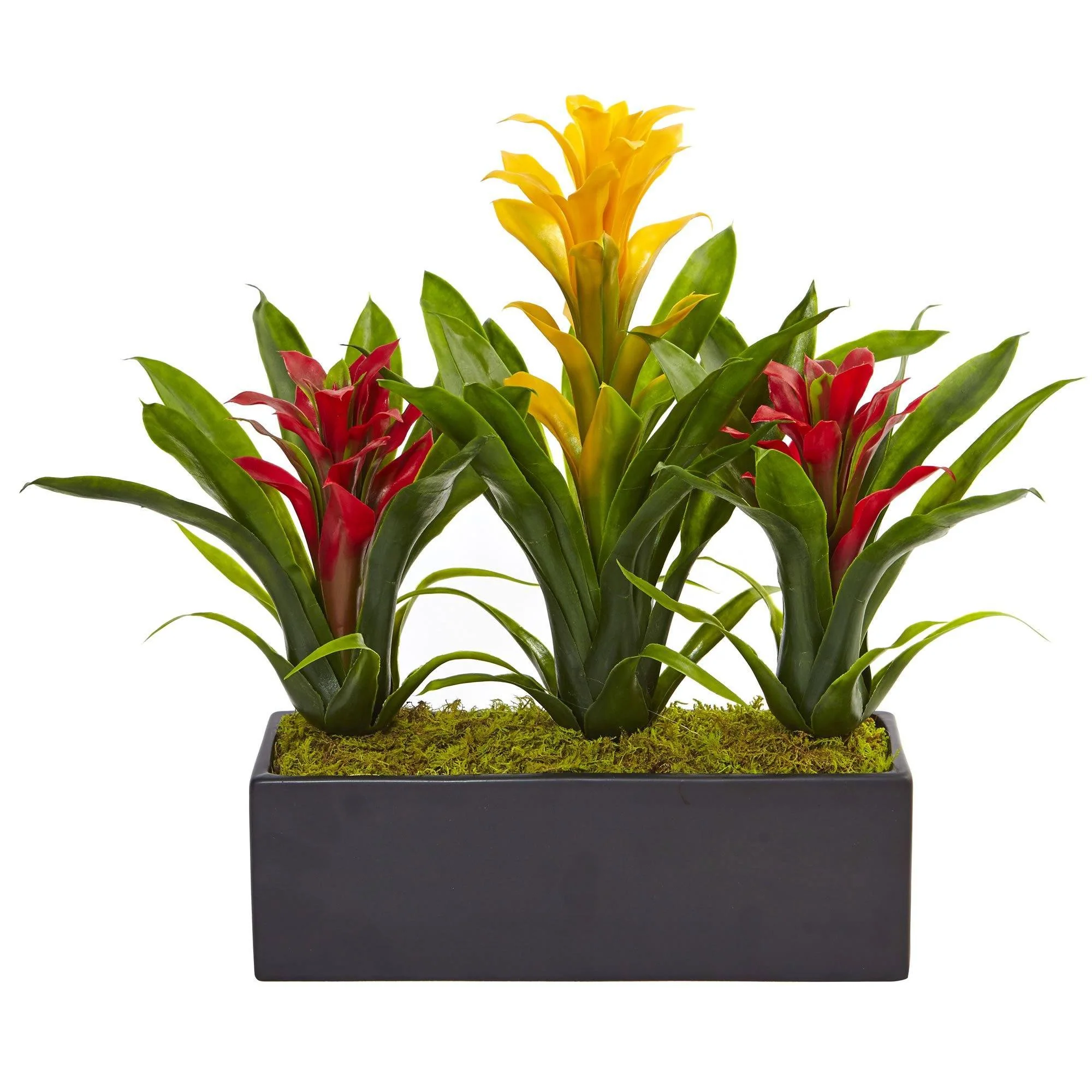 Faux Bromeliads in Rectangular Planter - Image 2