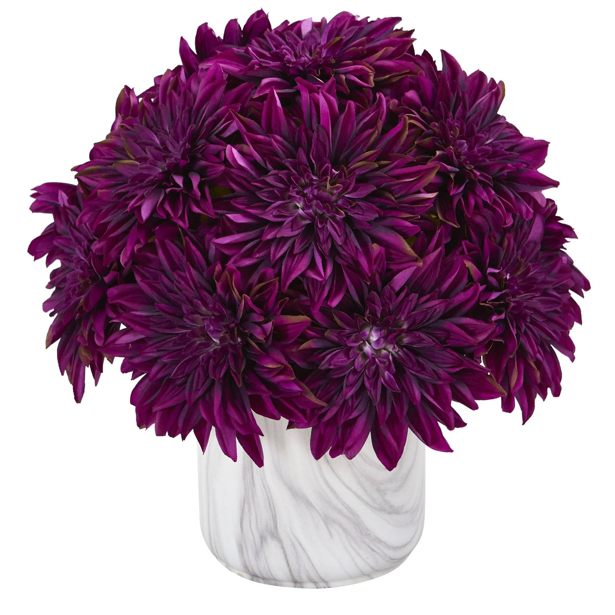 15” Dahlia Artificial Arrangement in Marble Finished Vase - Image 2