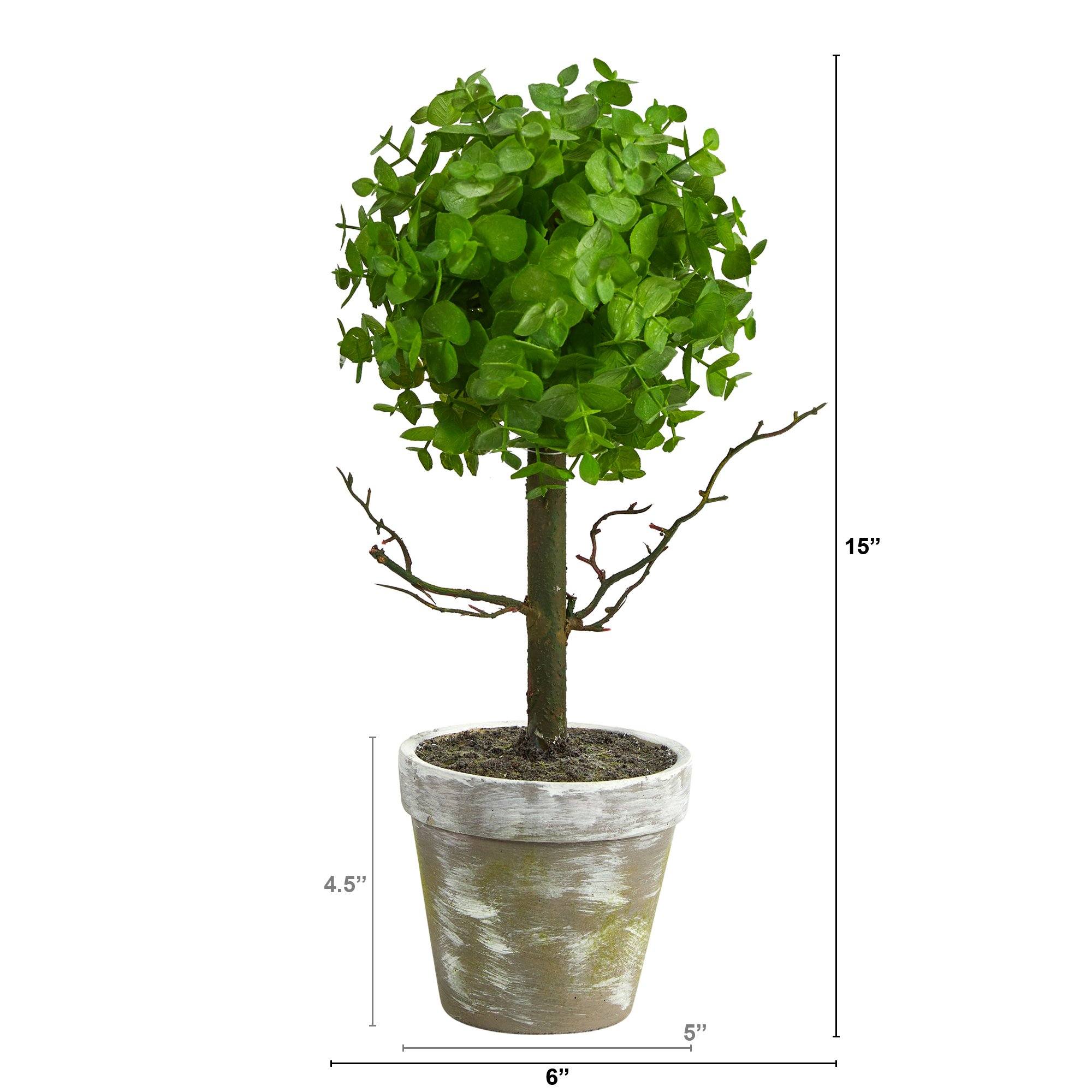 15” Eucalyptus Topiary Artificial Tree - Image 2