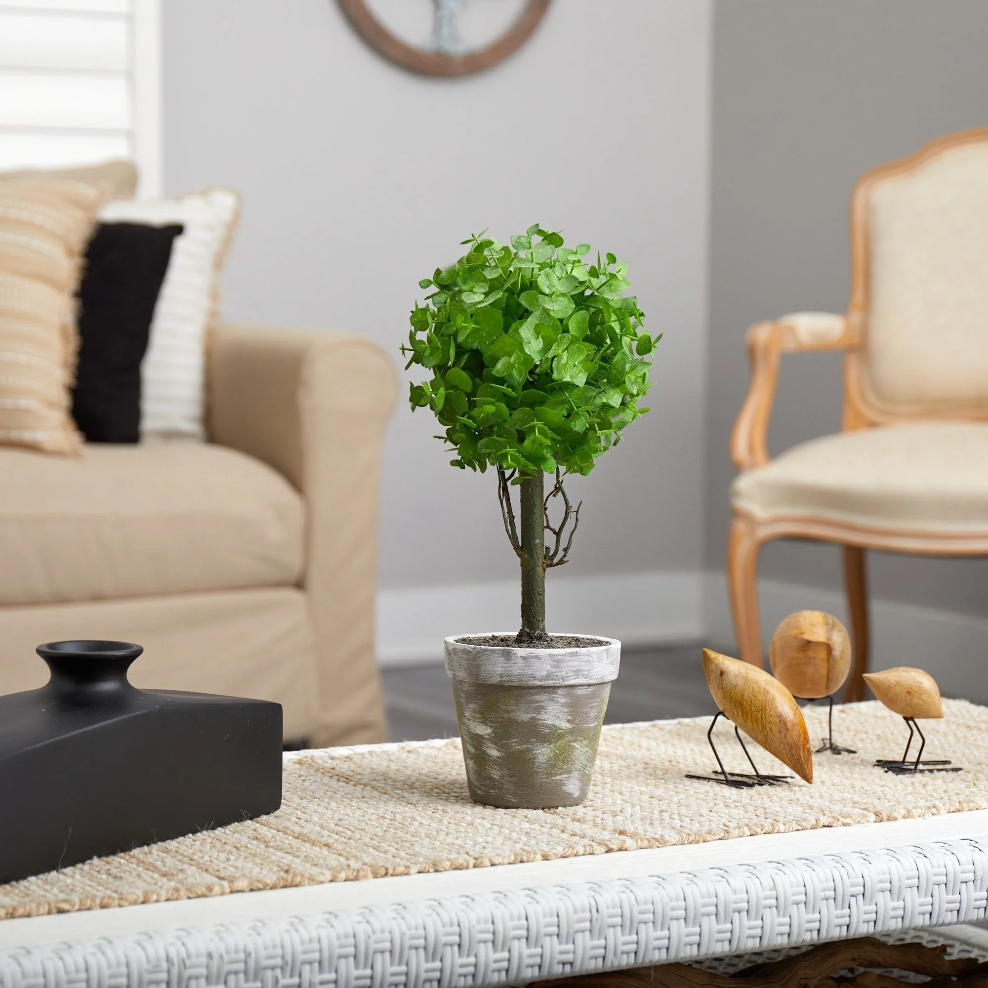 15” Eucalyptus Topiary Artificial Tree - Image 4