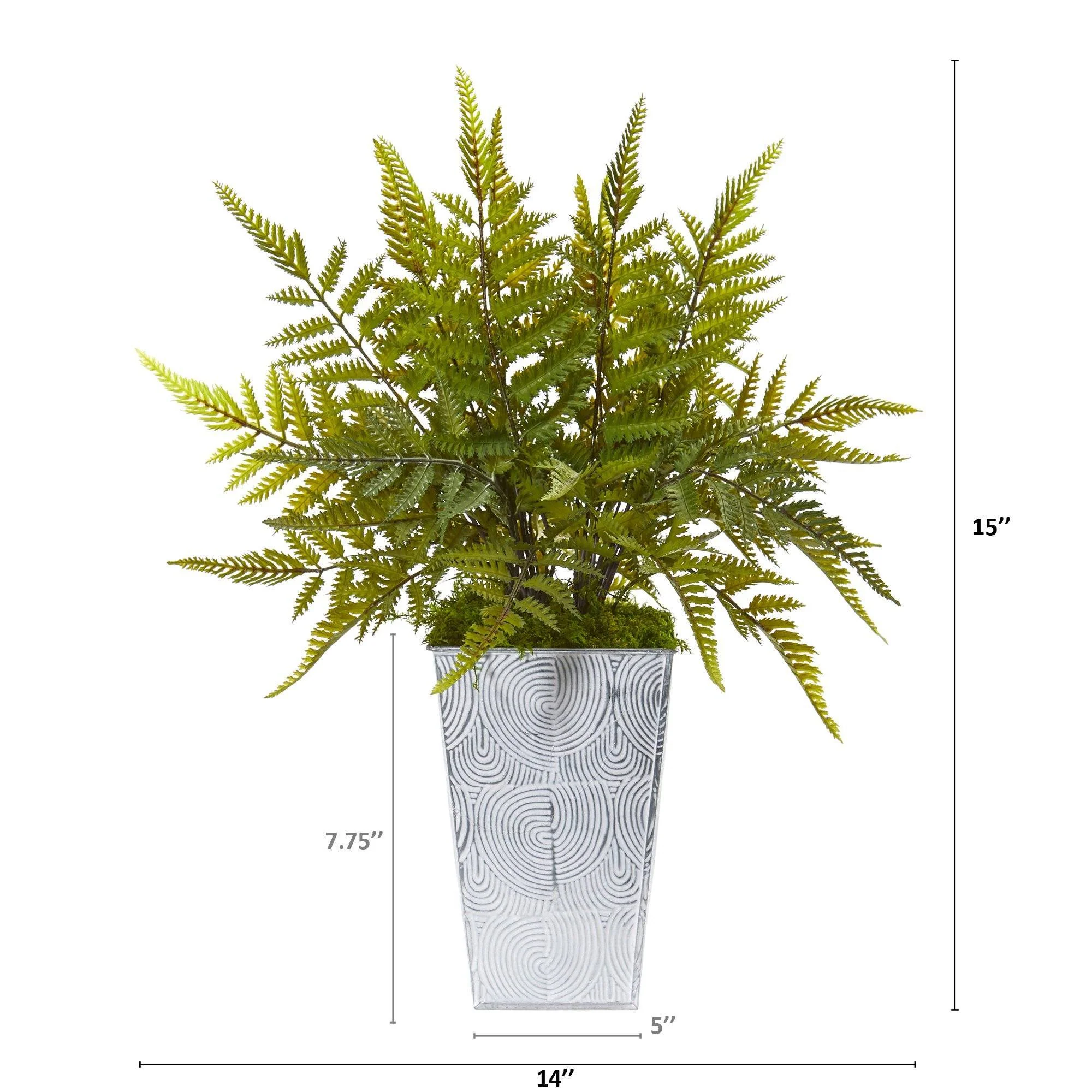 15” Fern Artificial Plant in Planter - Image 2