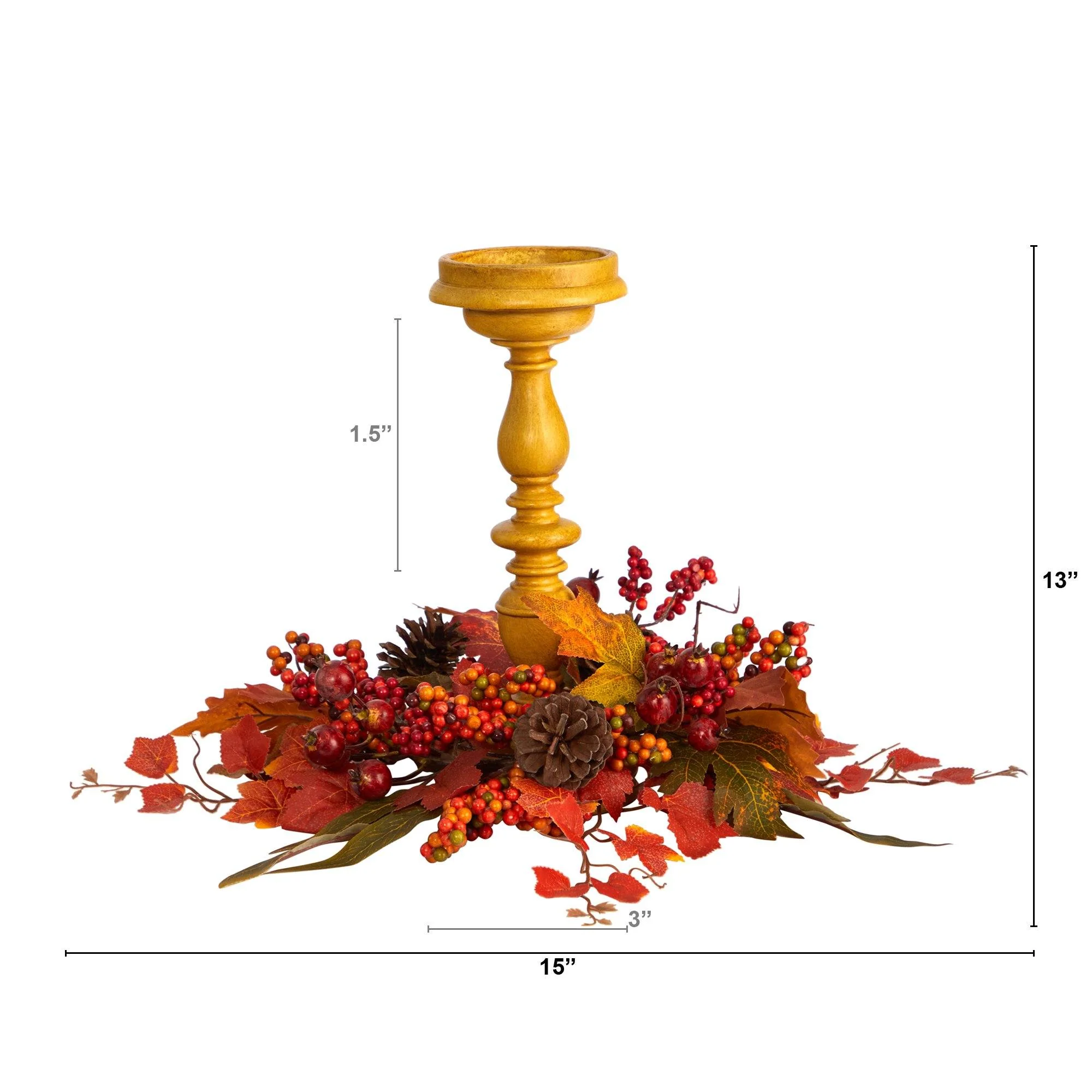 15” Harvest Fall Artificial Candelabrum Arrangement - Image 2