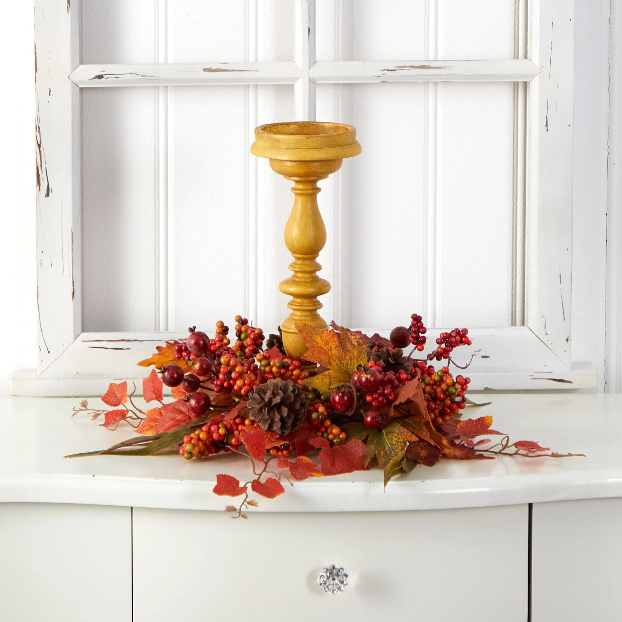 15” Harvest Fall Artificial Candelabrum Arrangement - Image 3