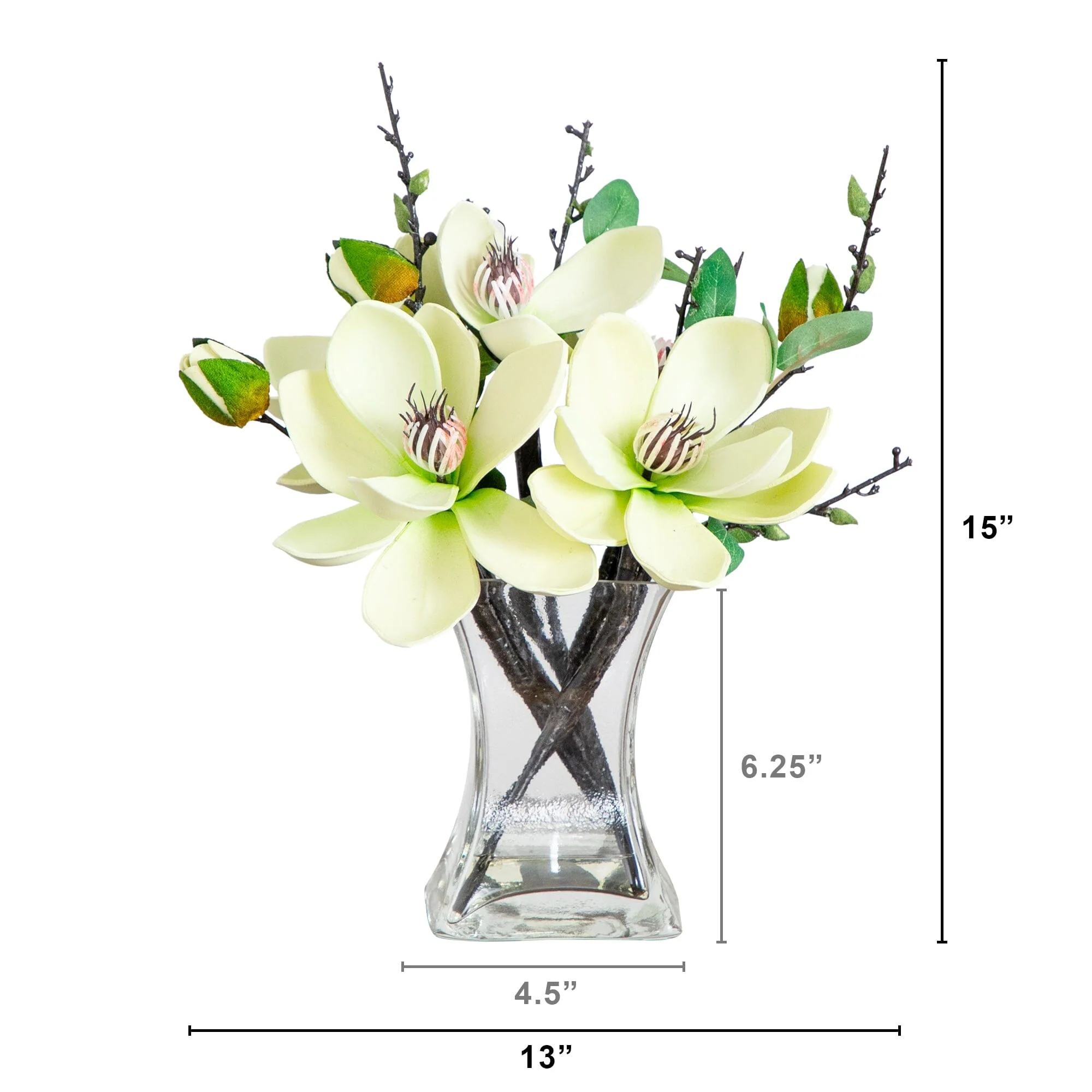 Artificial Magnolia Arrangement w/ Vase - Image 4