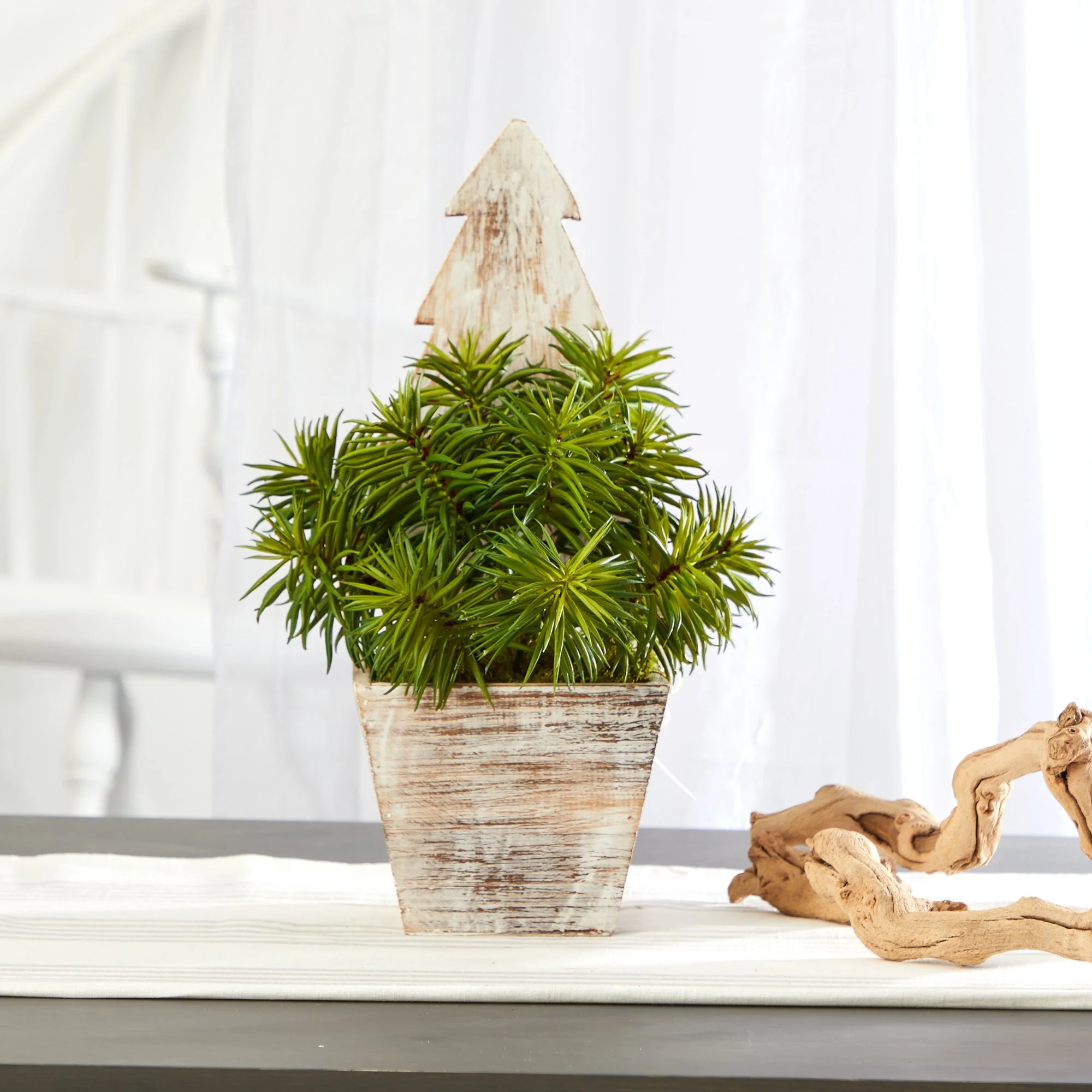 15” Succulent Artificial Plant in Christmas Tree Planter - Image 4