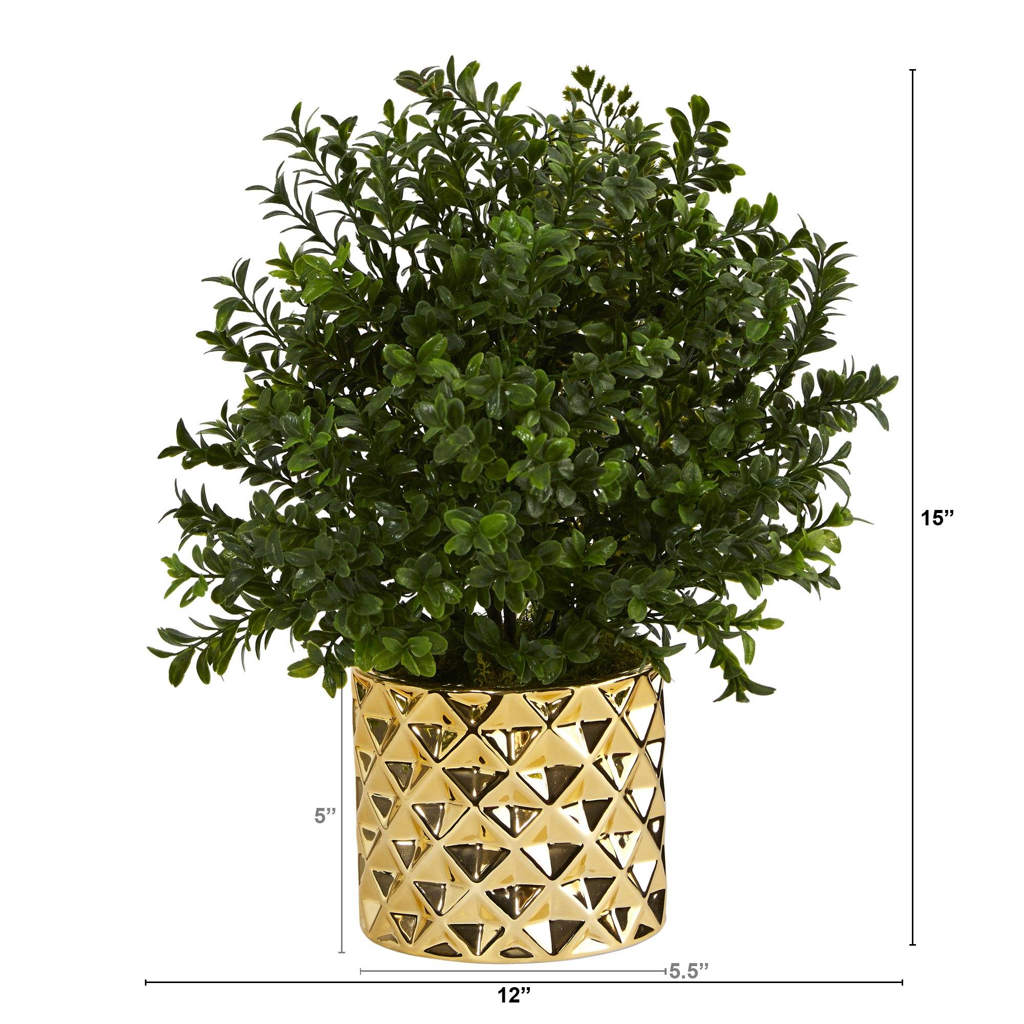 15” Sweet Grass Artificial Plant Gold Planter (Indoor/Outdoor) - Image 3