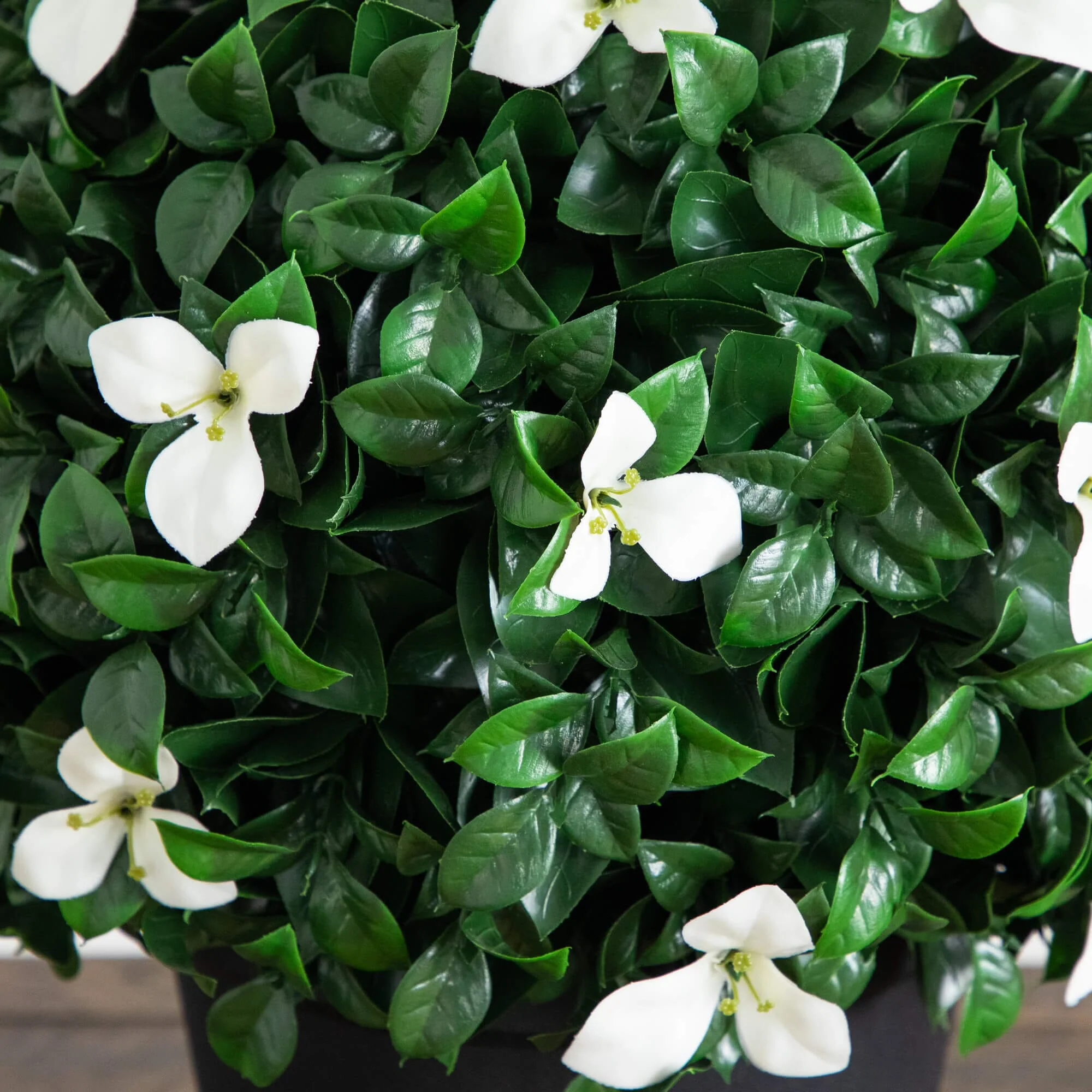 15" UV Resistant Artificial Boxwood and Gardenia Topiary Plant (Indoor/Outdoor) - Image 2
