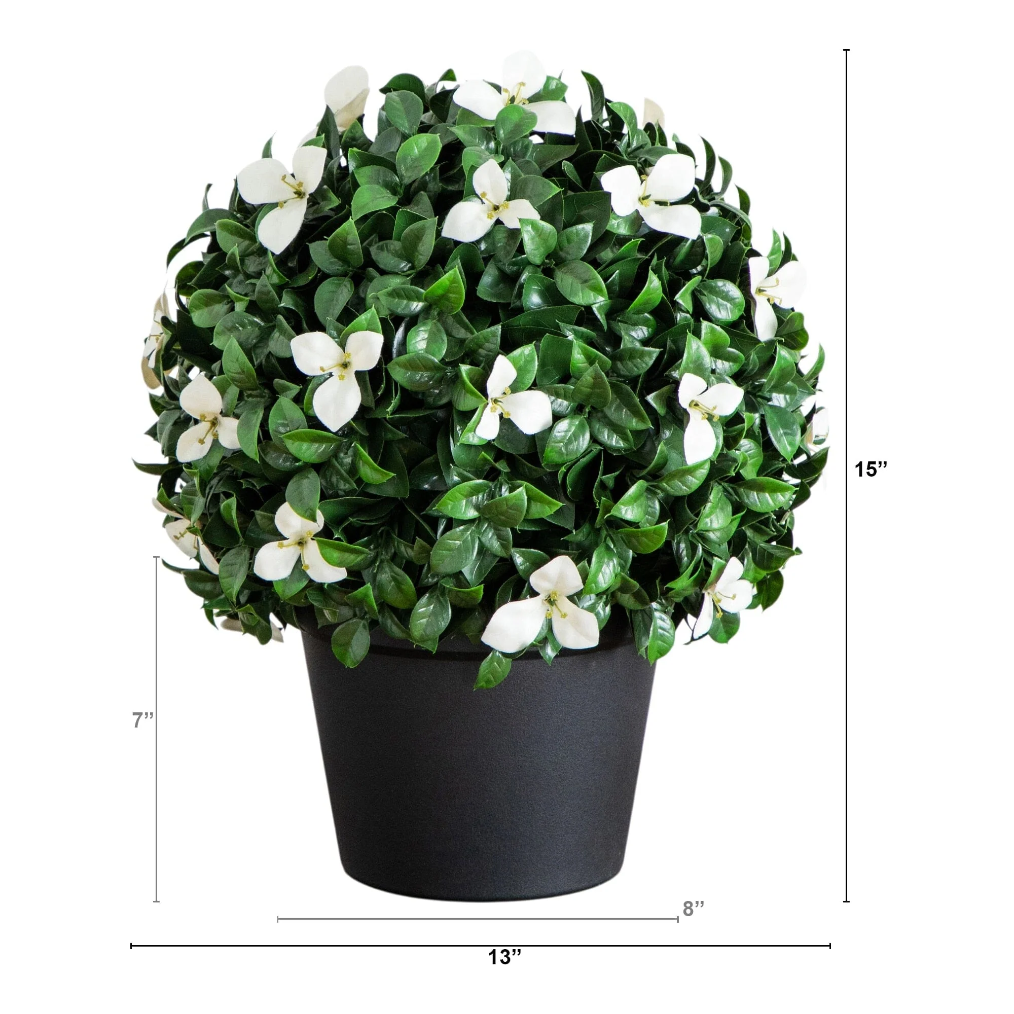 15" UV Resistant Artificial Boxwood and Gardenia Topiary Plant (Indoor/Outdoor) - Image 5
