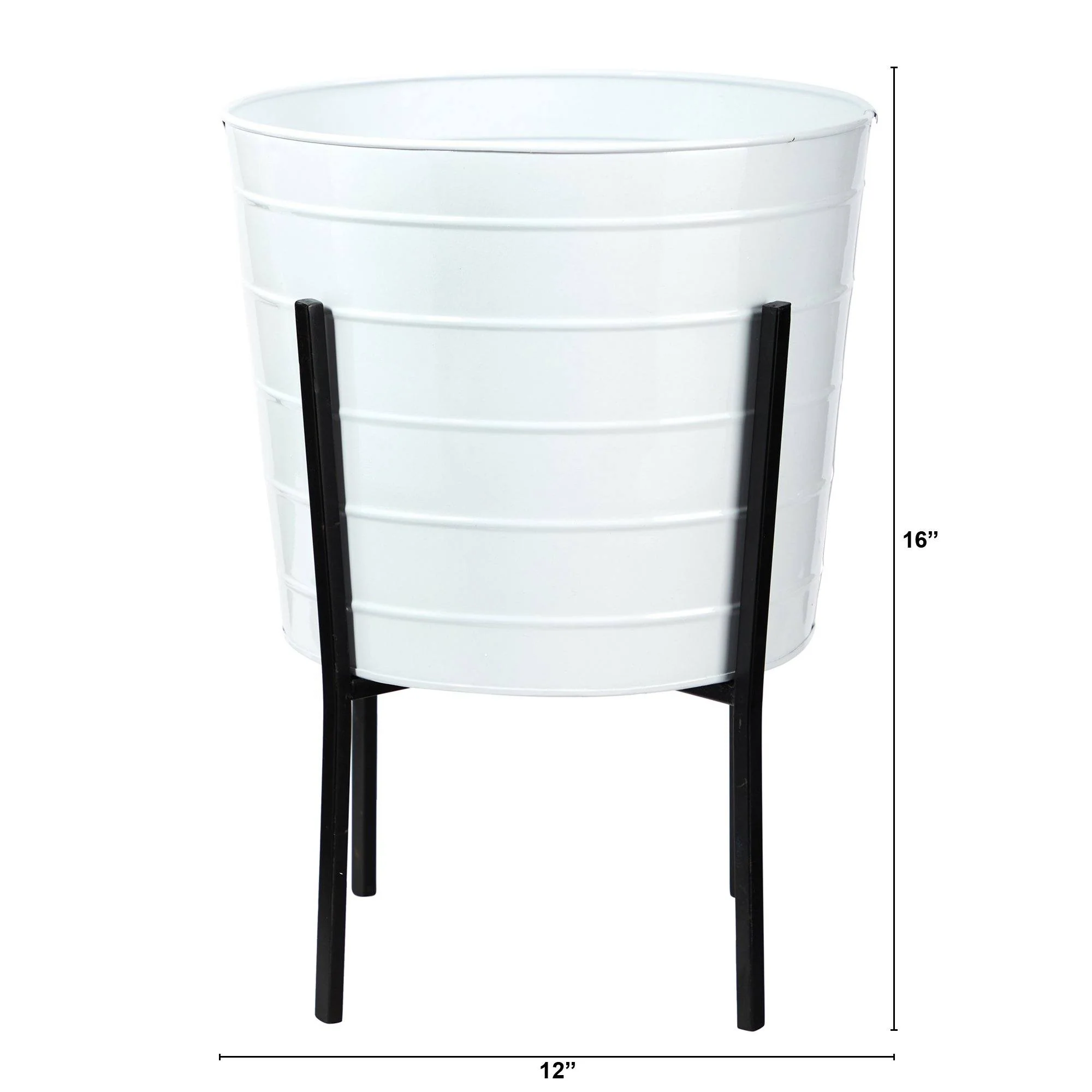 16” Farmhouse Metal Ribbed Planter - Image 5