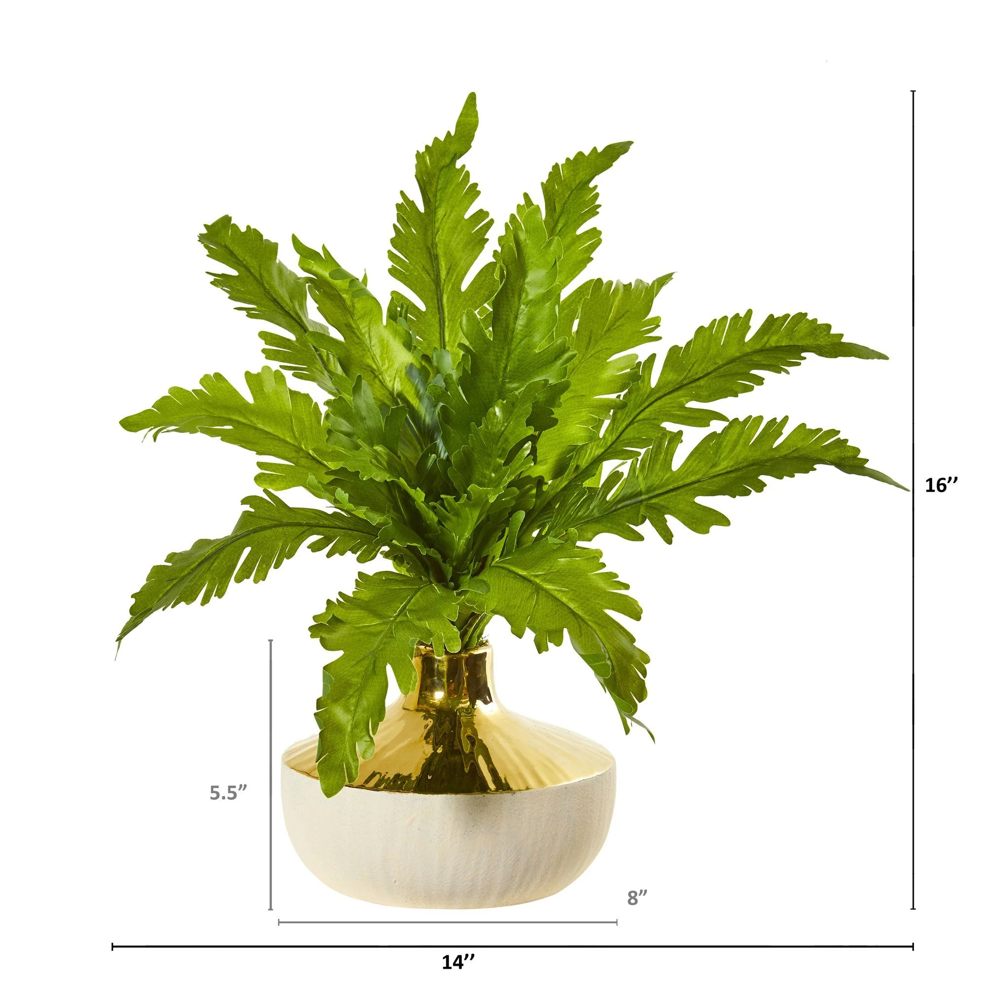 16” Fern Artificial Plant in Designer Vase - Image 2