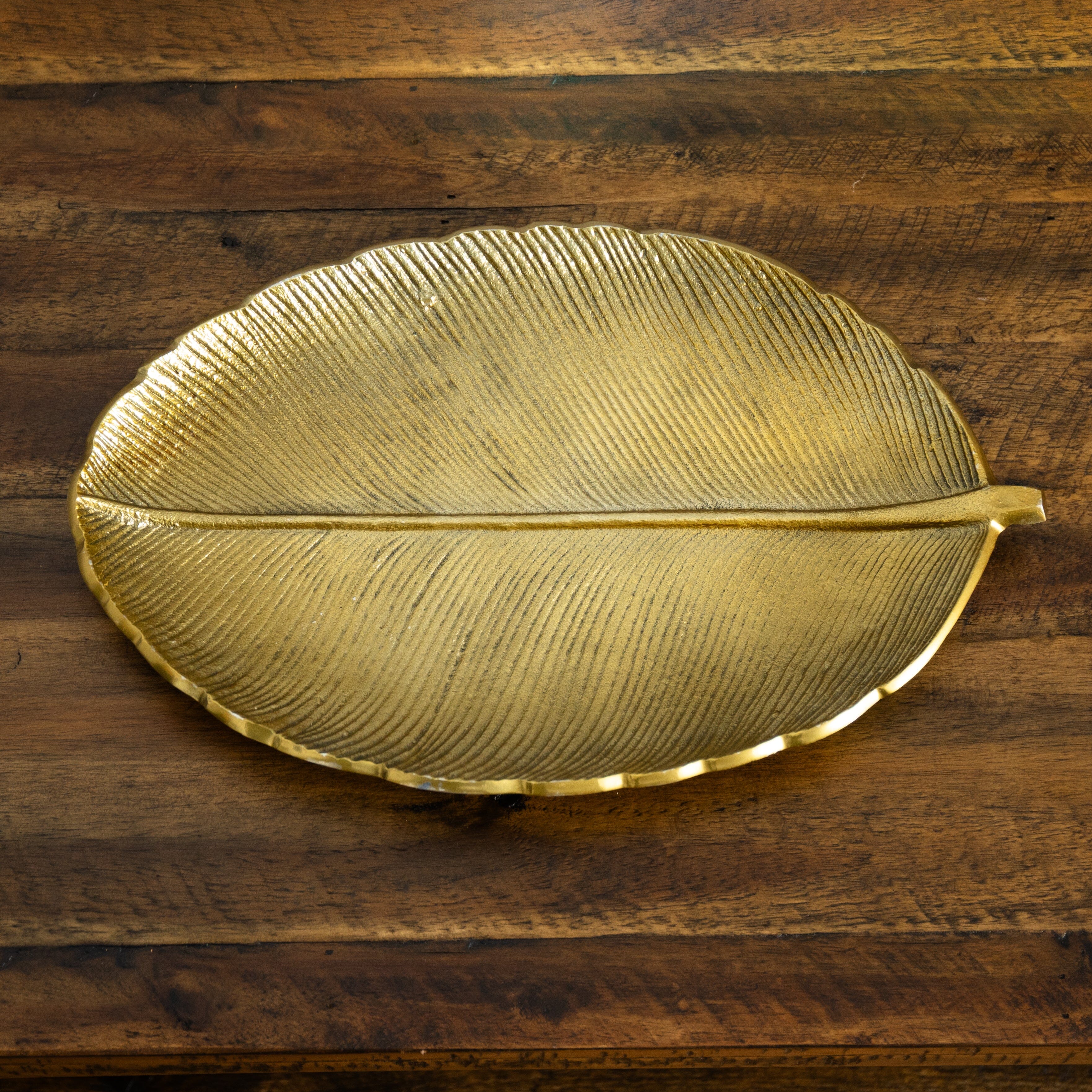 16” Gold Leaf Tray Decorative Accent - Image 3