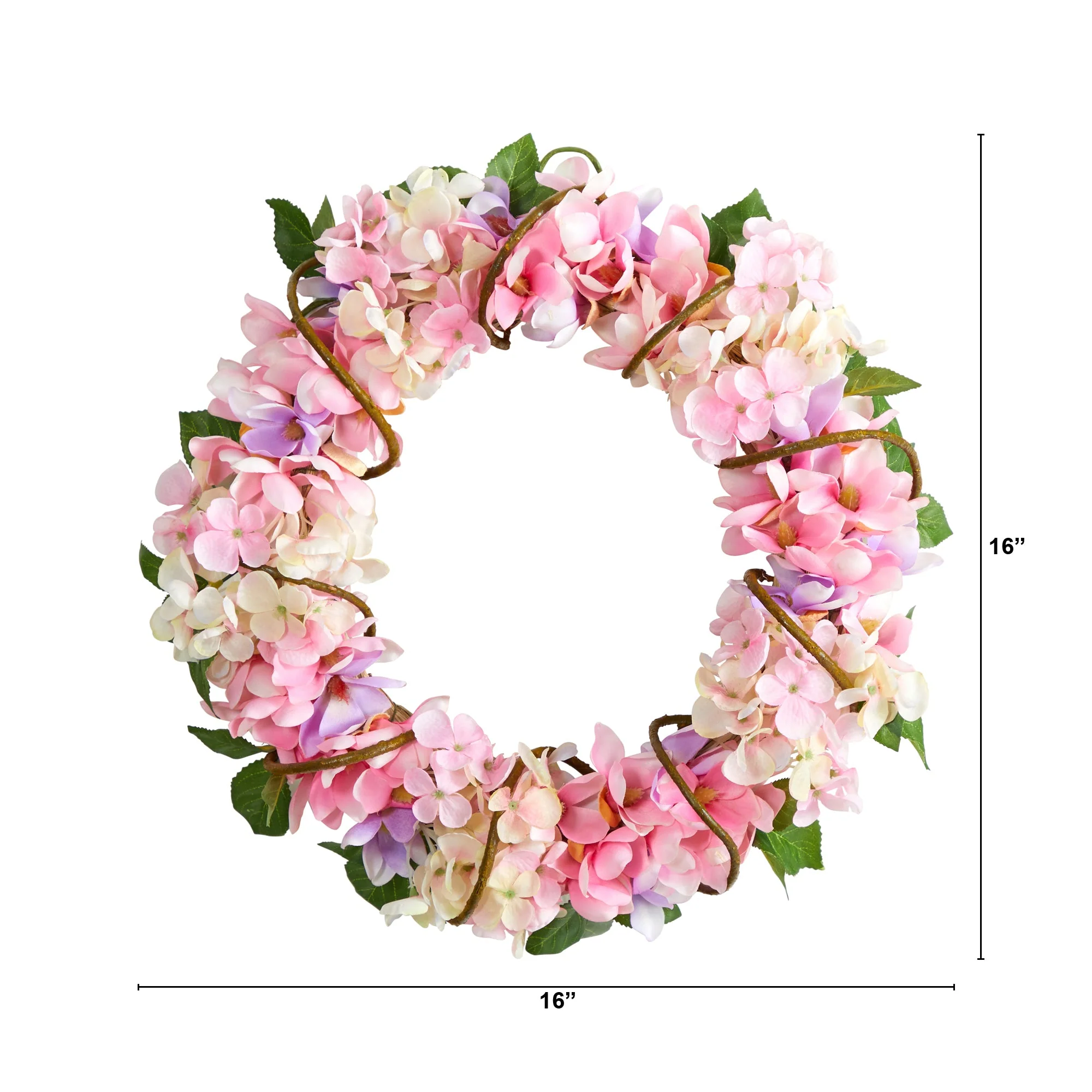16” Hydrangea Artificial Wreath - Image 4