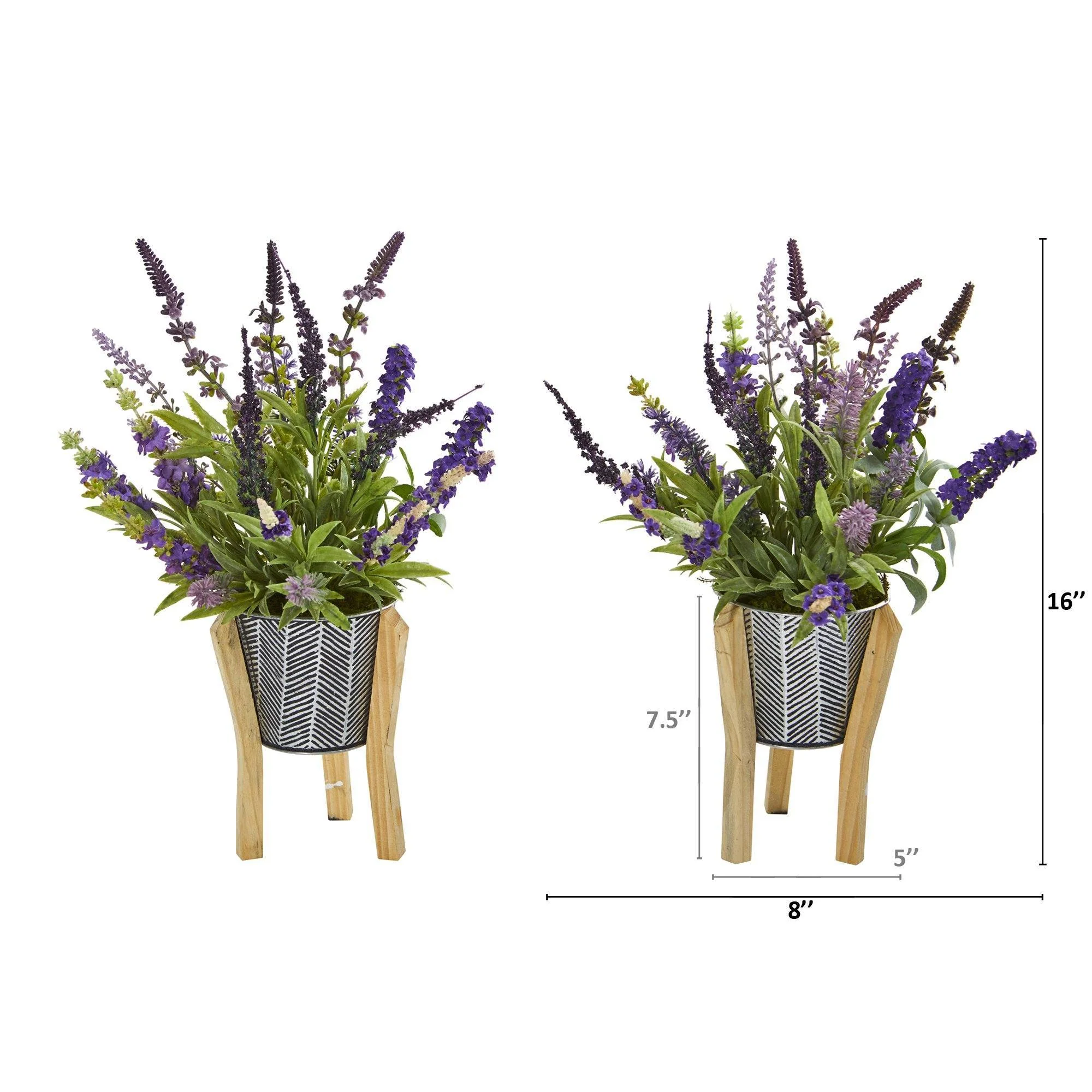 16” Lavender Artificial Plant in Tin Planter with Legs (Set of 2) - Image 2