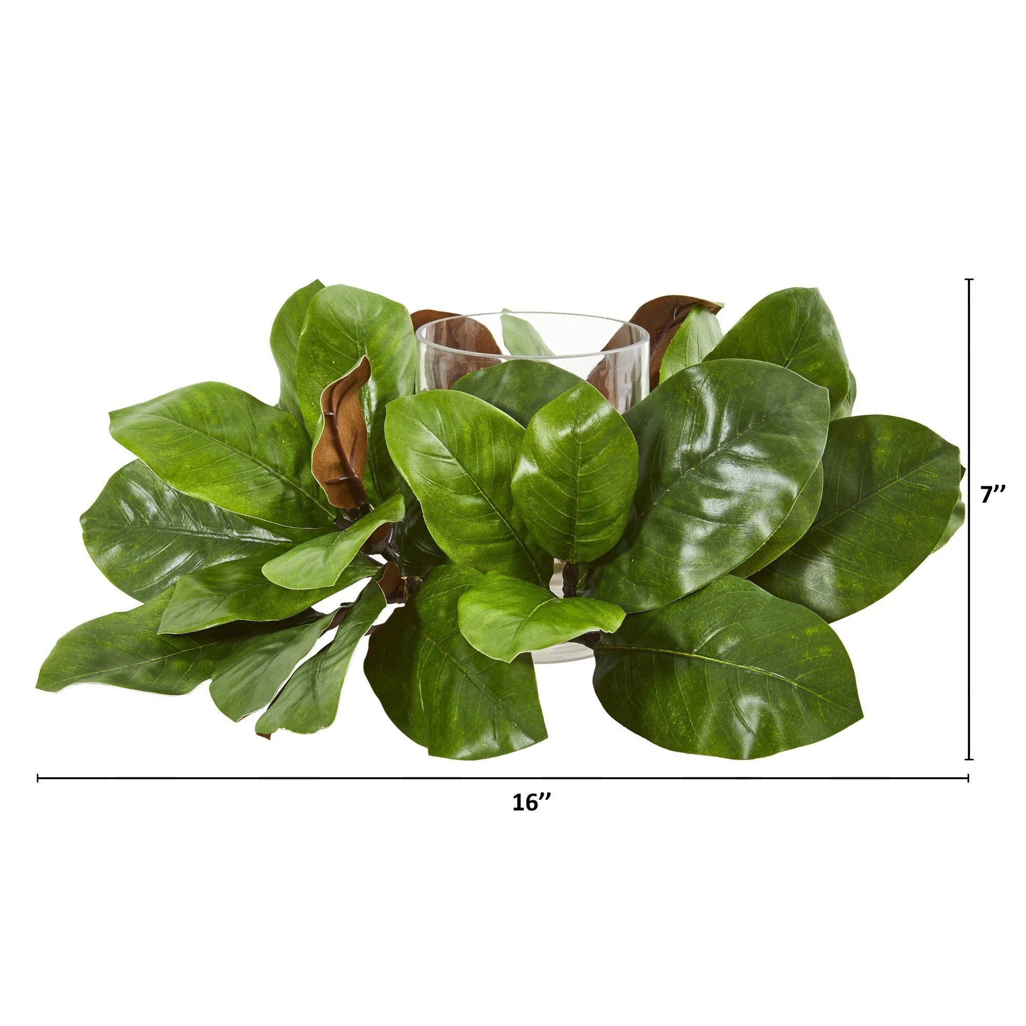16” Magnolia Leaf Artificial Arrangement Candelabrum - Image 2