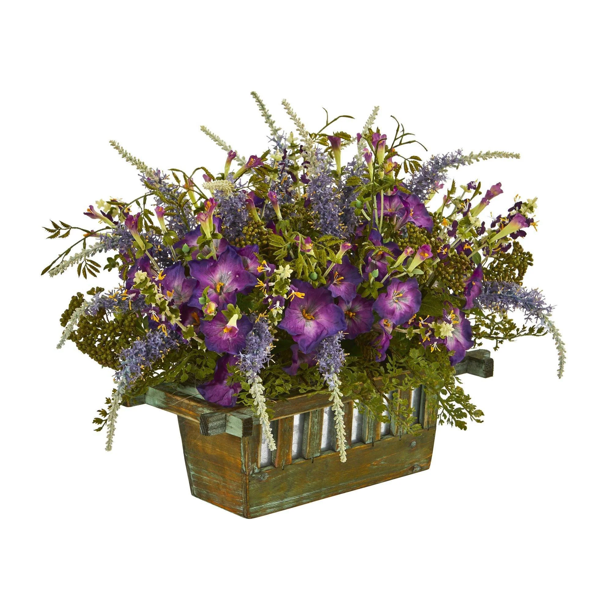 Morning Glory Artificial Arrangement in Decorative Planter - Image 2