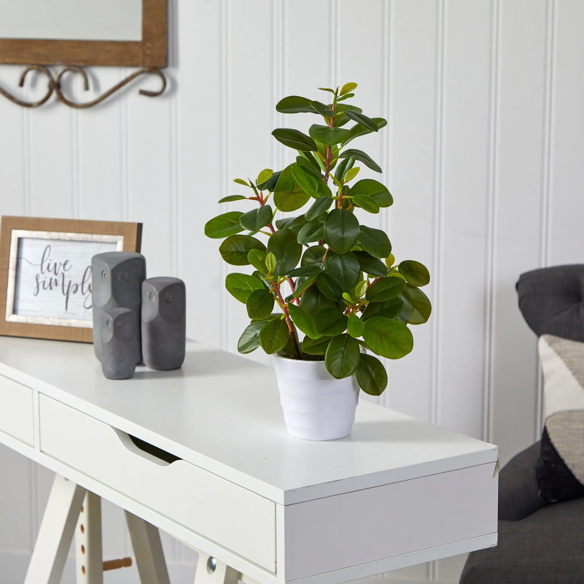 16” Peperomia Artificial Plant in Decorative Planter - Image 3