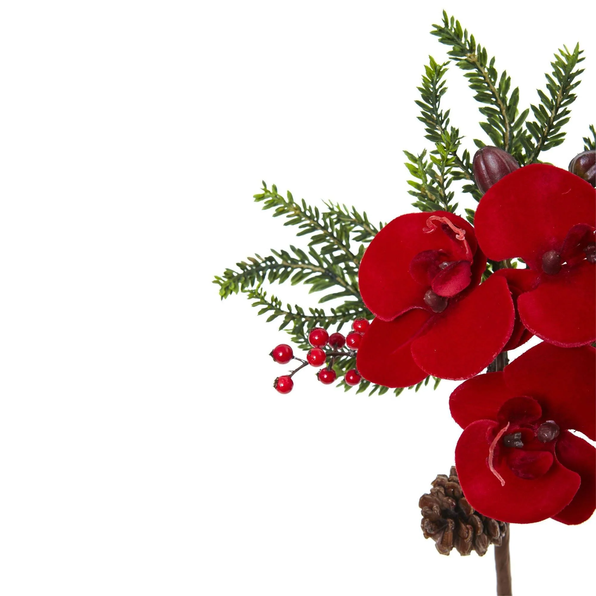 16” Phalaenopsis Orchid and Berry Artificial Flower (Set of 6) - Image 3